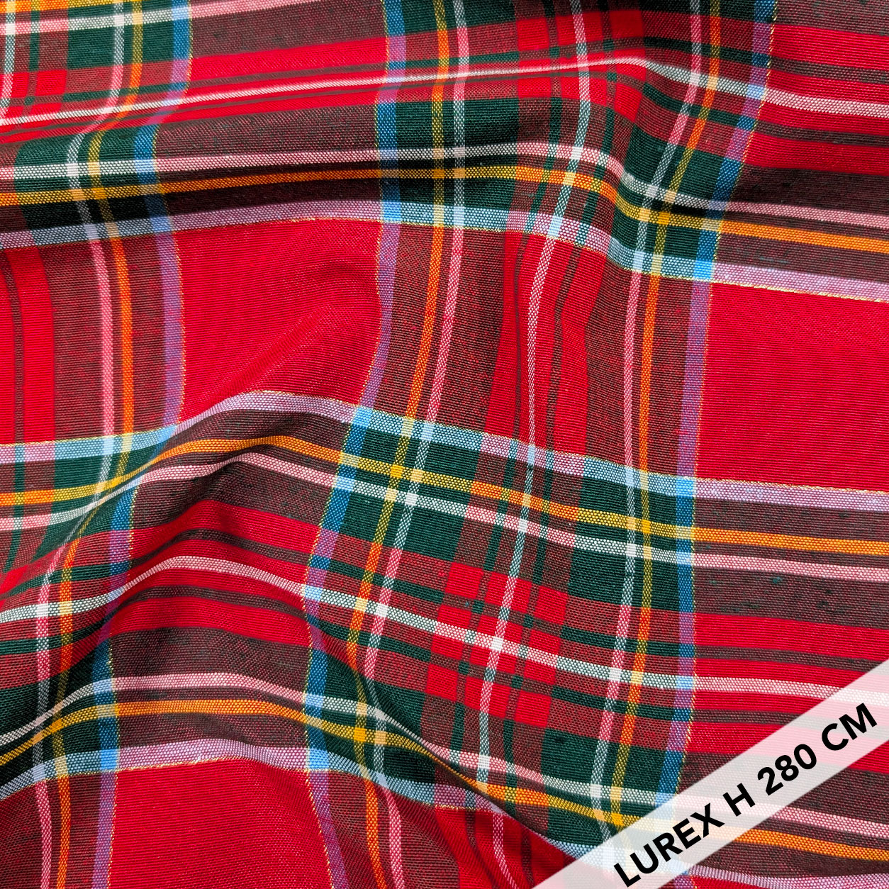 Large Lurex Red Scottish Furnishing Fabric Image
