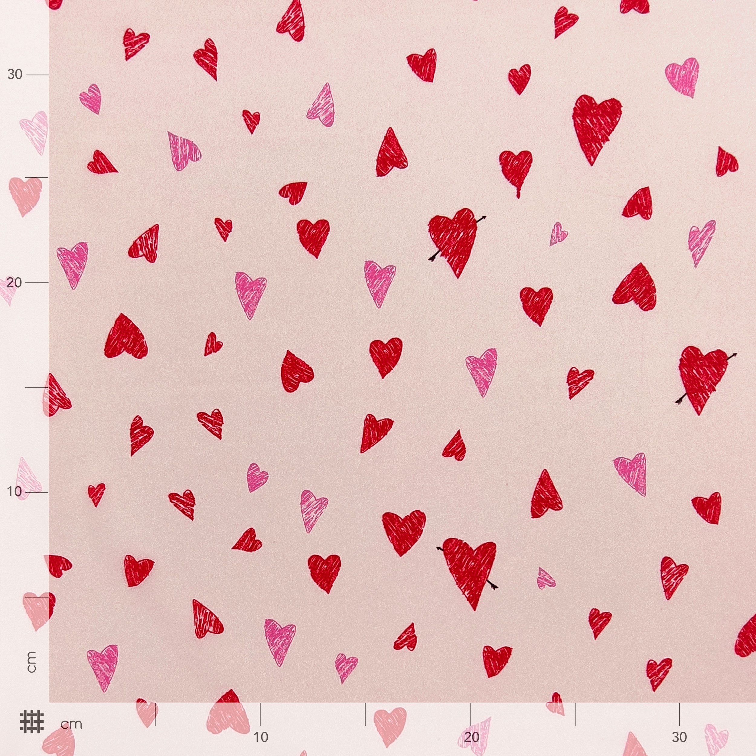 Crepe Fashion Red Hearts