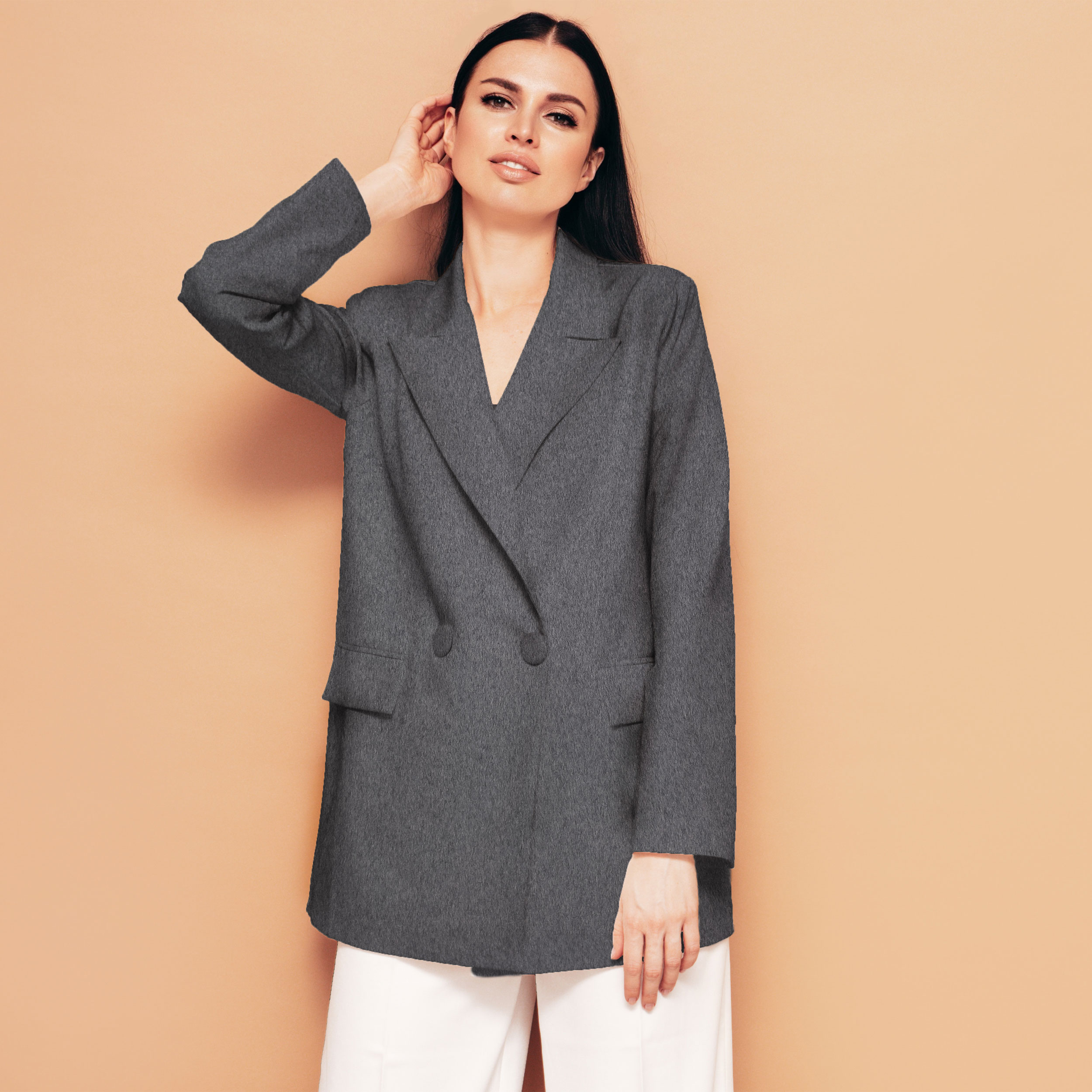 Manteau gris foncé Tissu couleur unie Image