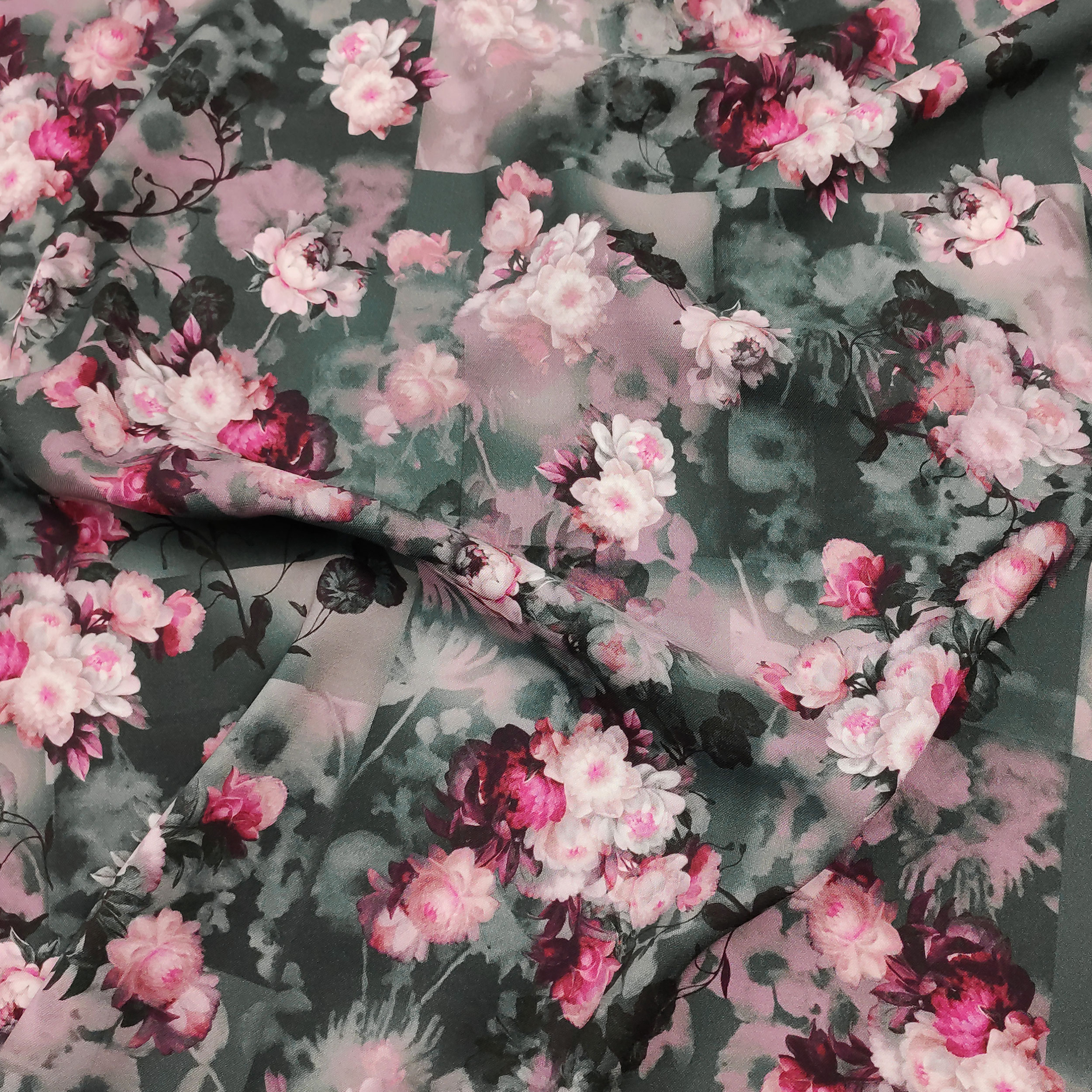 Mezcla de seda elástica Flores rosas