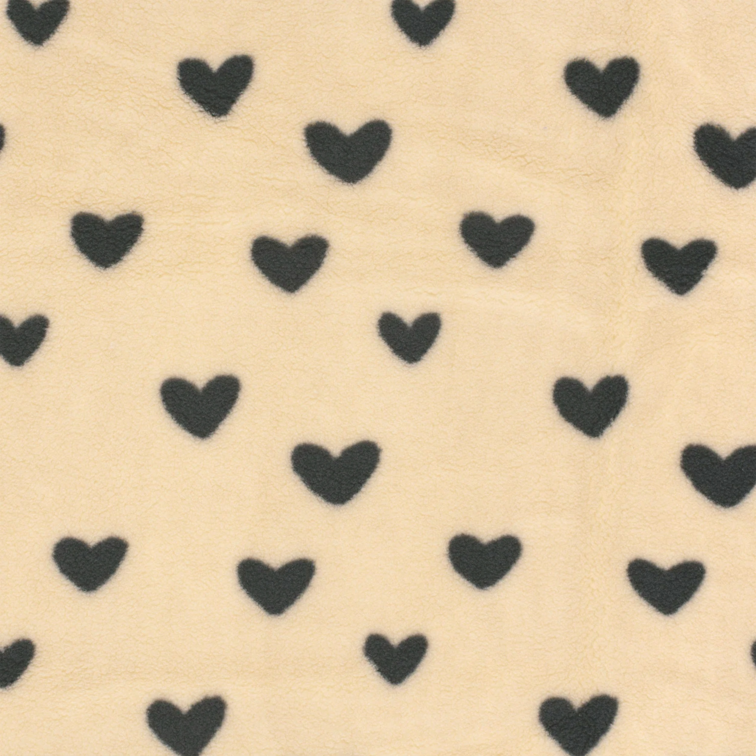 Tissu Sherpa Beige Black Hearts