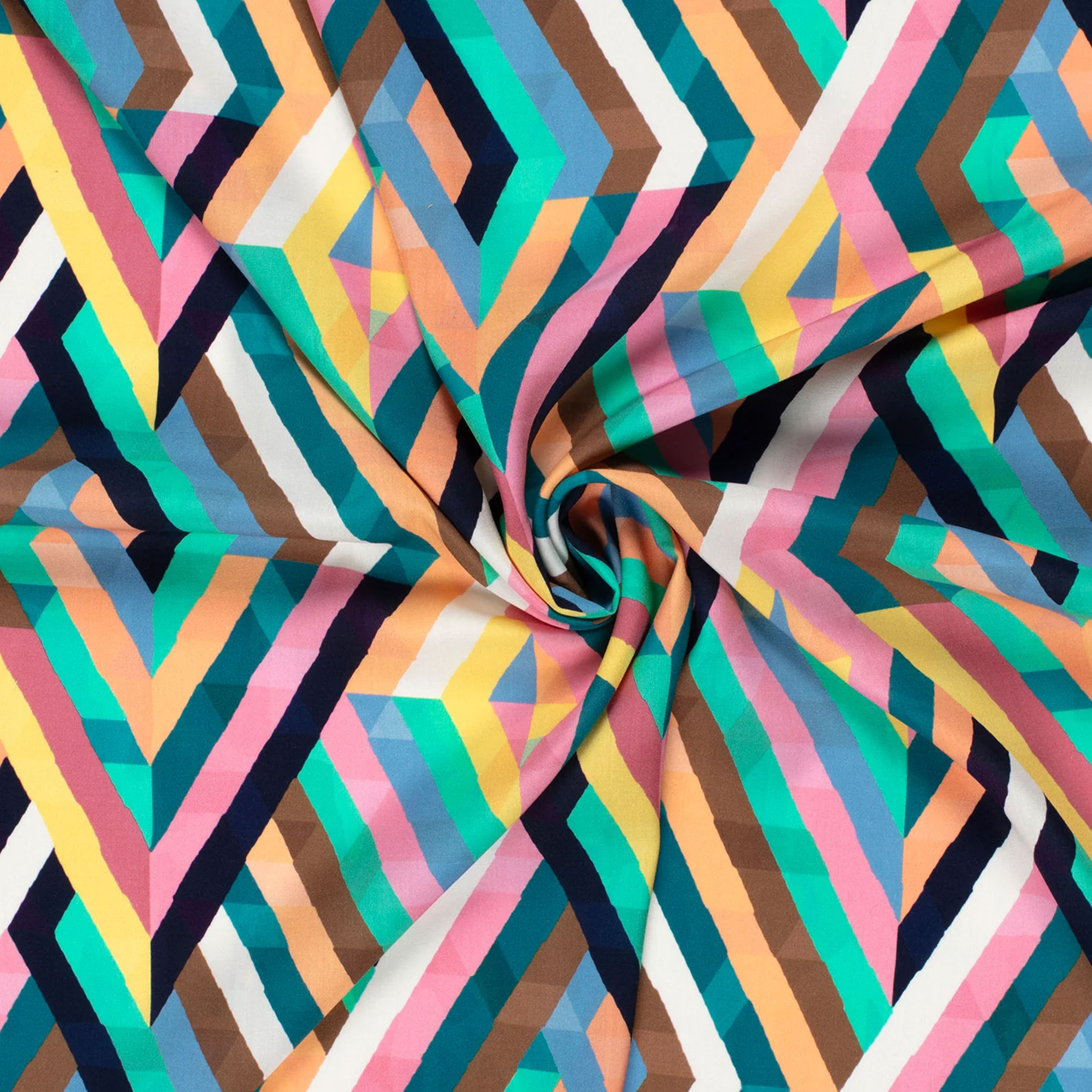 Viscosa con estampado geométrico multicolor