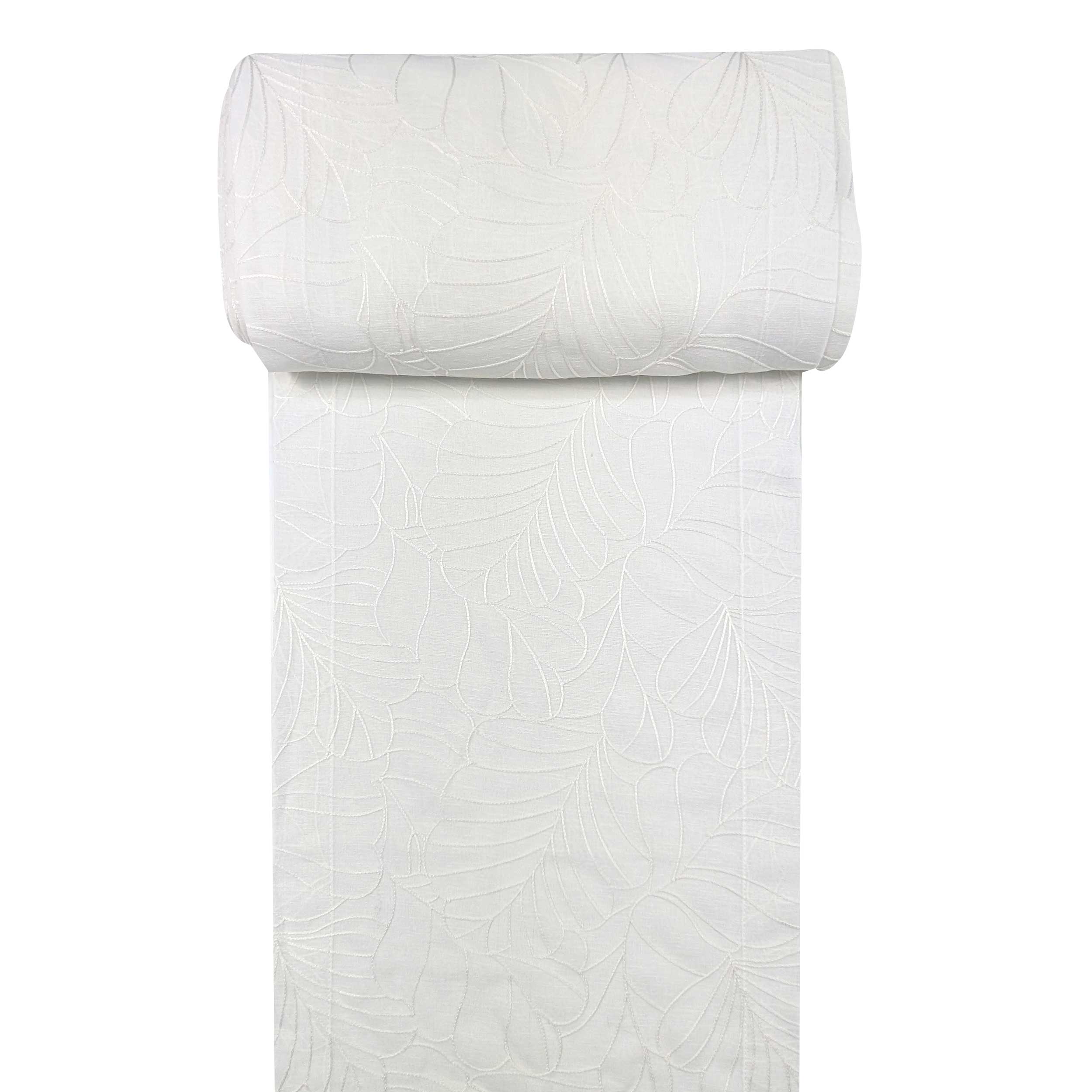 Abstract Floral Curtain Fabric White Image
