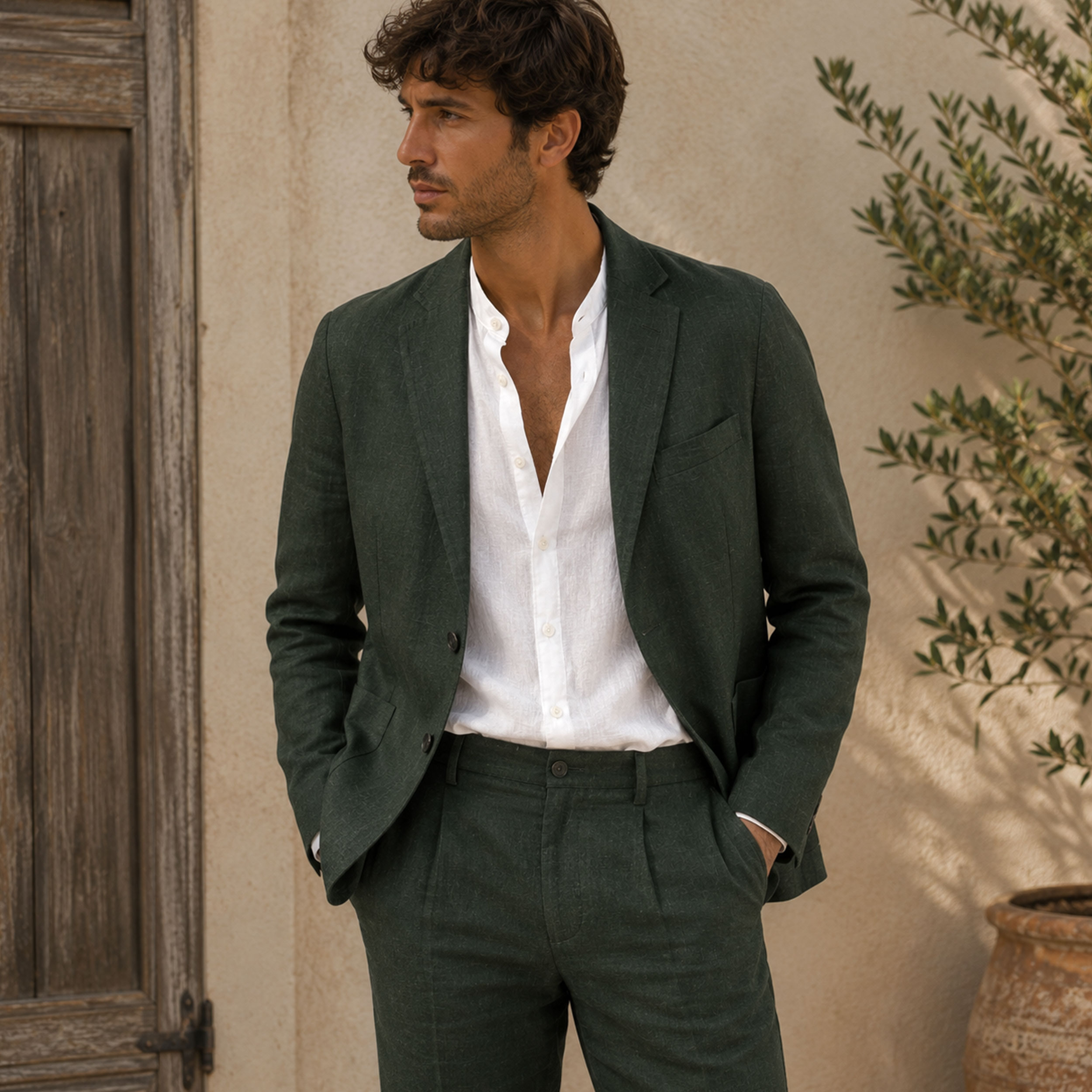 Pure Linen Military Style Image