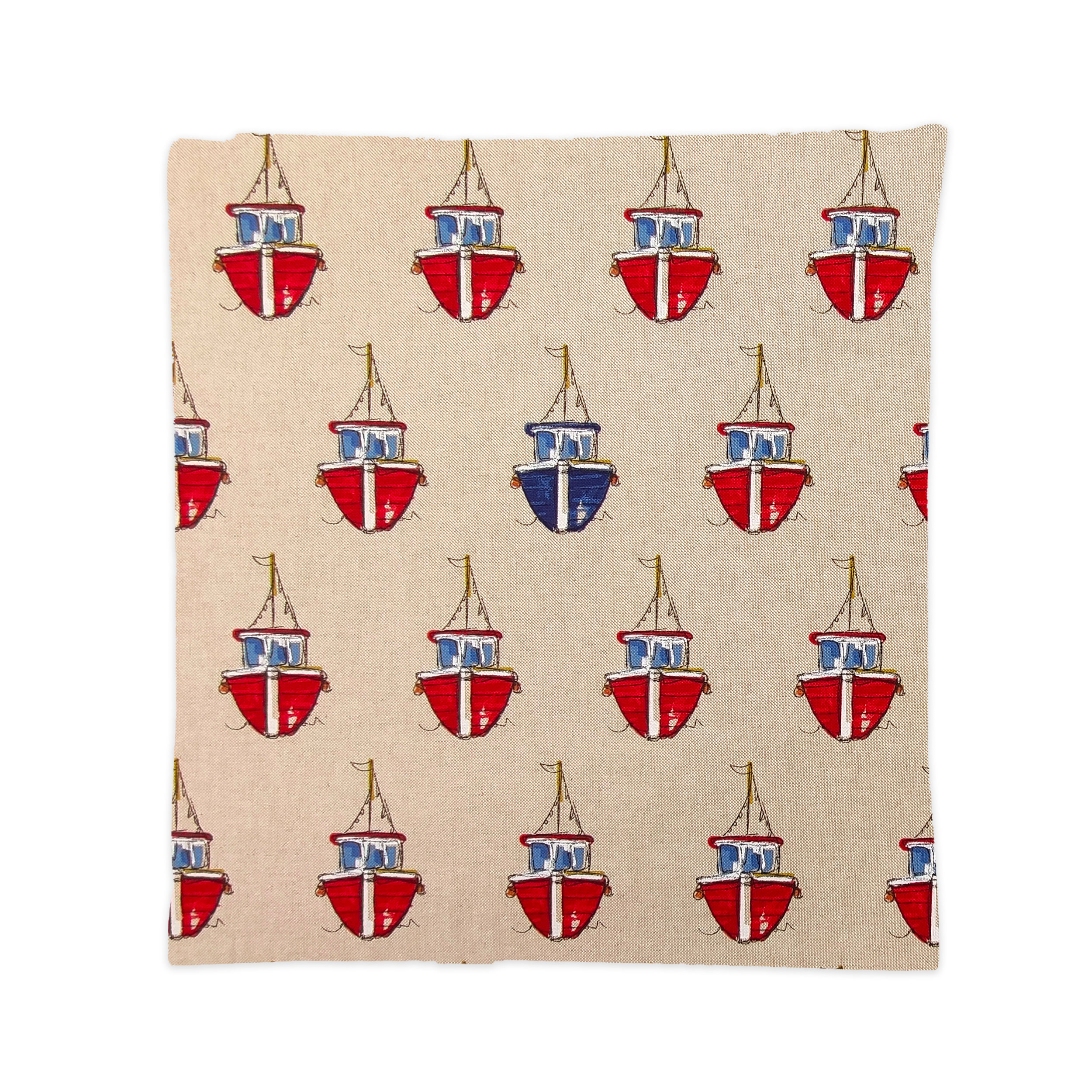 Taie d'oreiller en forme de bateau rouge et bleu