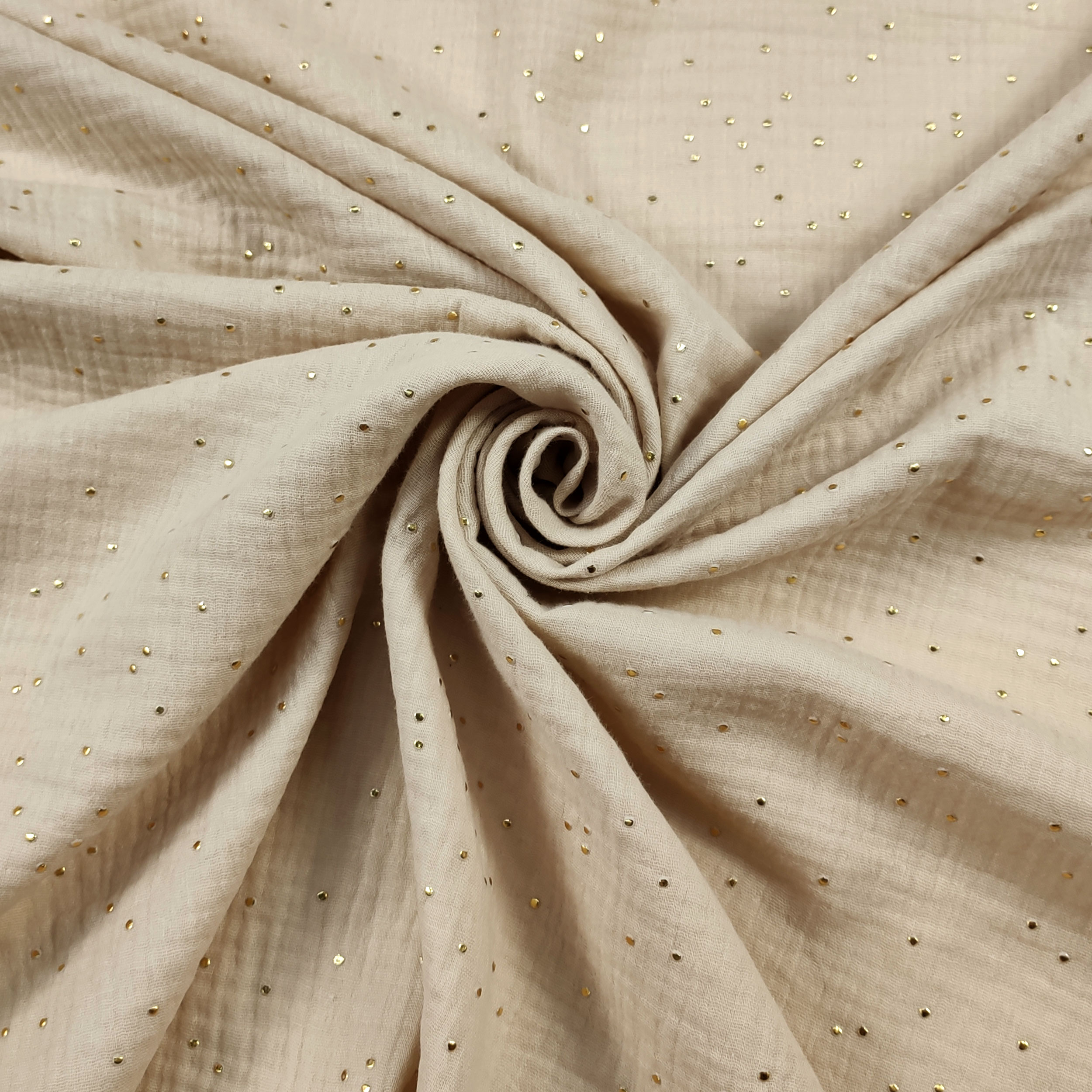 Natürliche Baumwolle Musselin Gold Polka Dot