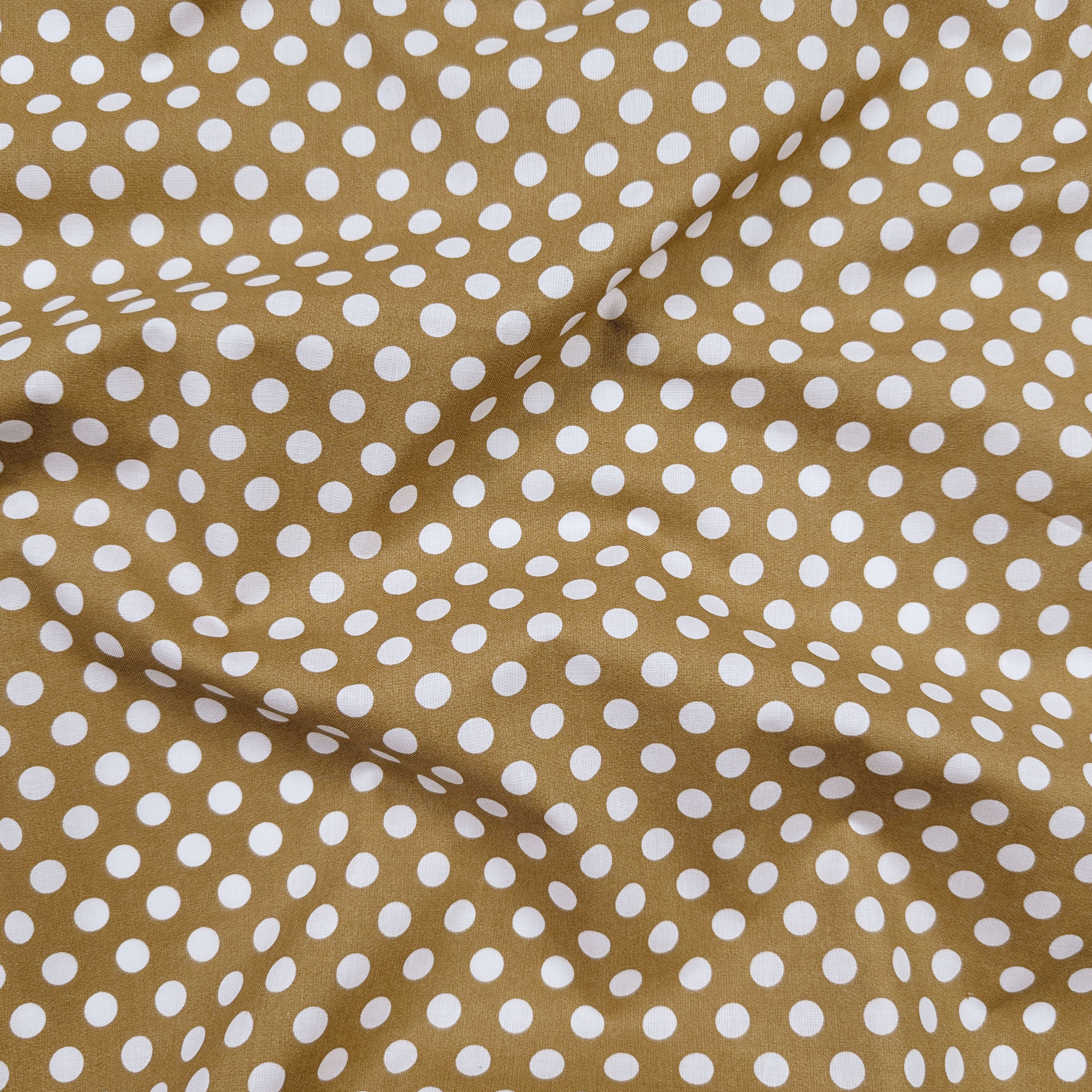 Tessuto Cotone Beige a Pois Grandi Image