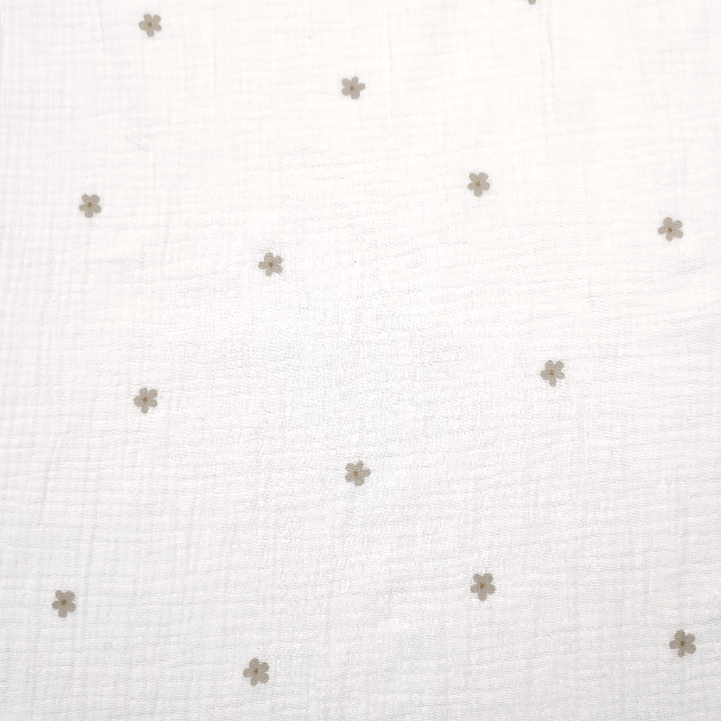 Cotton muslin with little flowers Beige Image