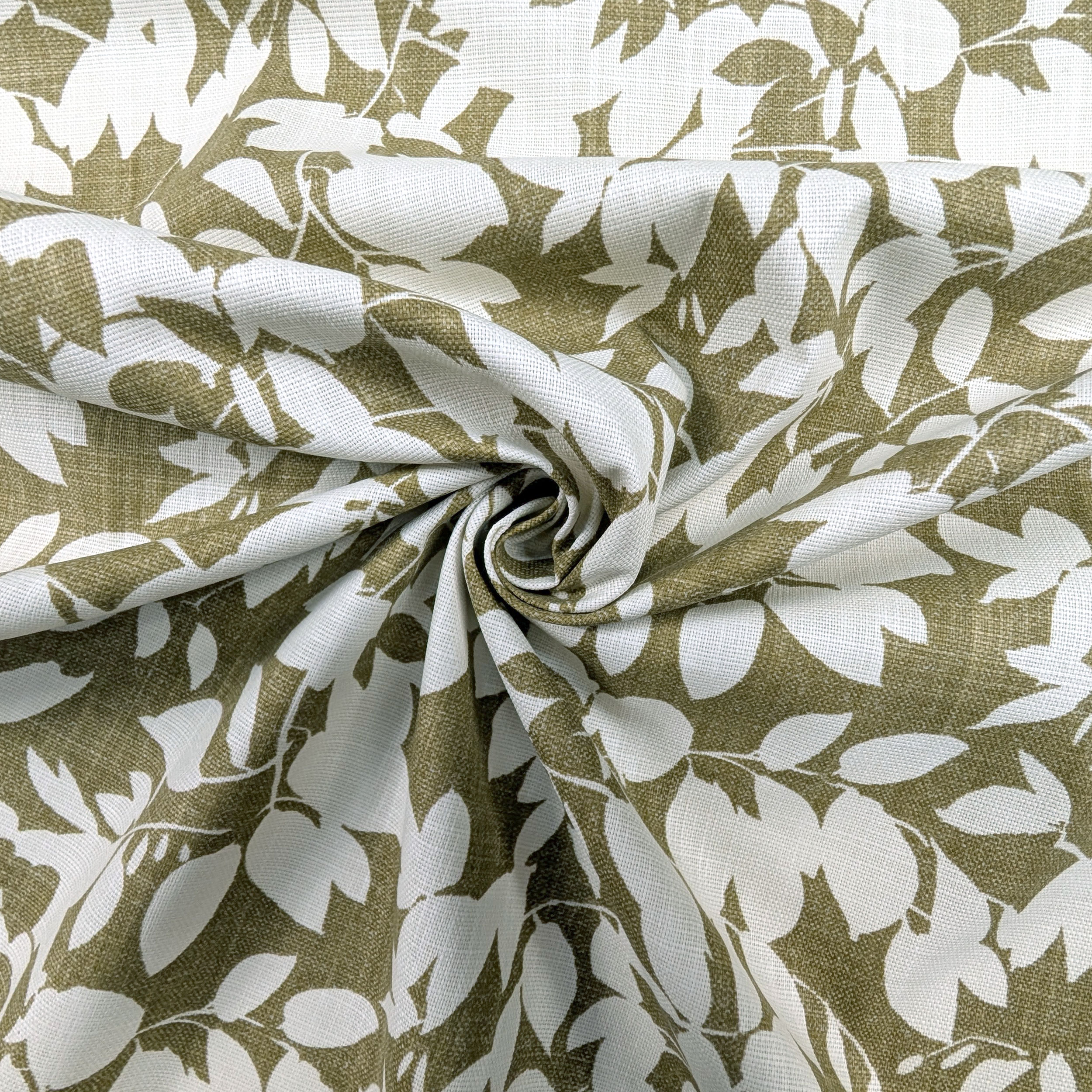 Cotton Linen Decor Leaves Background Olive Image