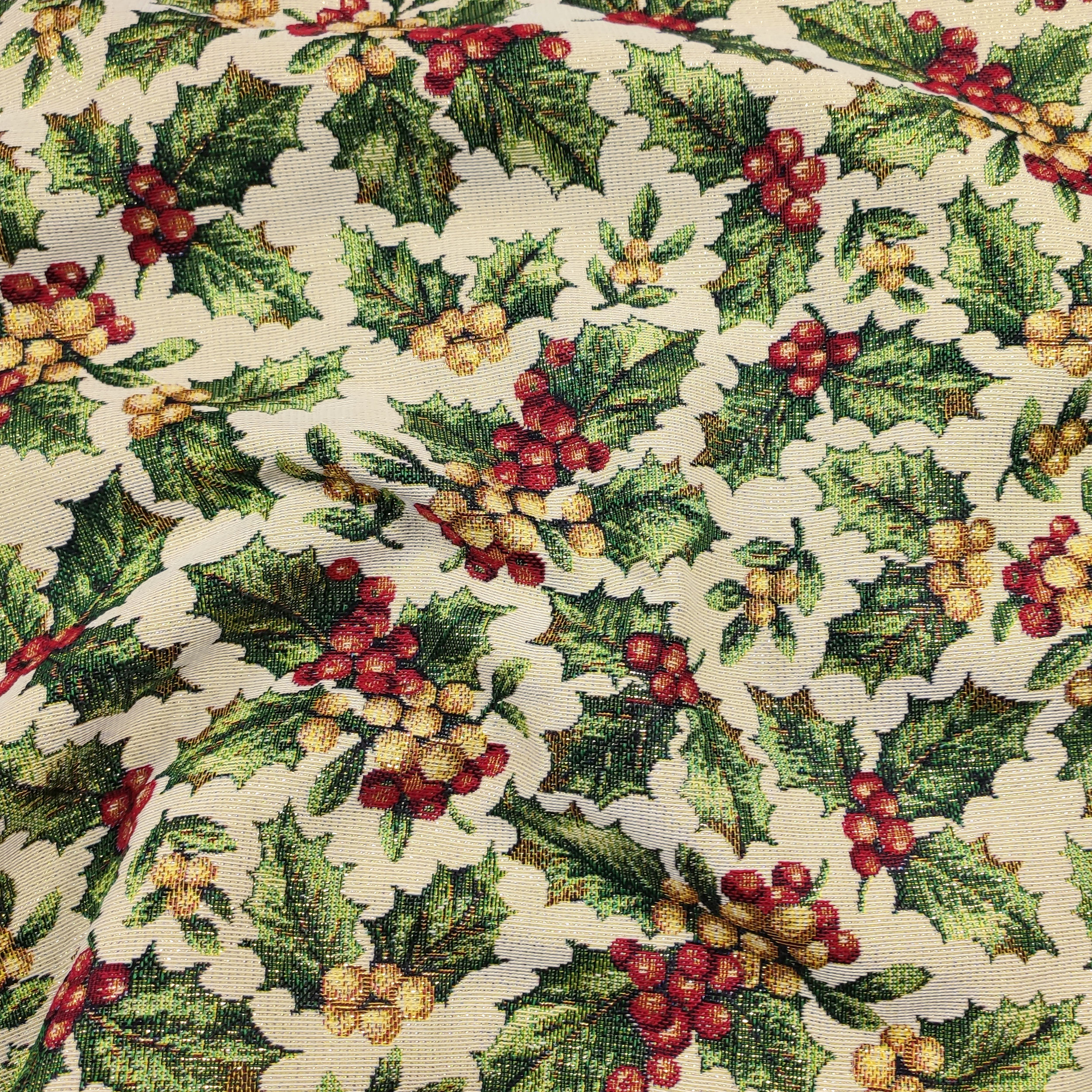 Tissu Gobelin de Noël Holly Lurex Image