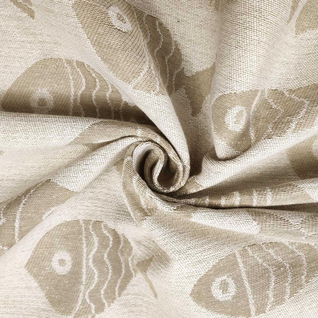Upholstery Reversible Brocade - Cream, Rope Fishes