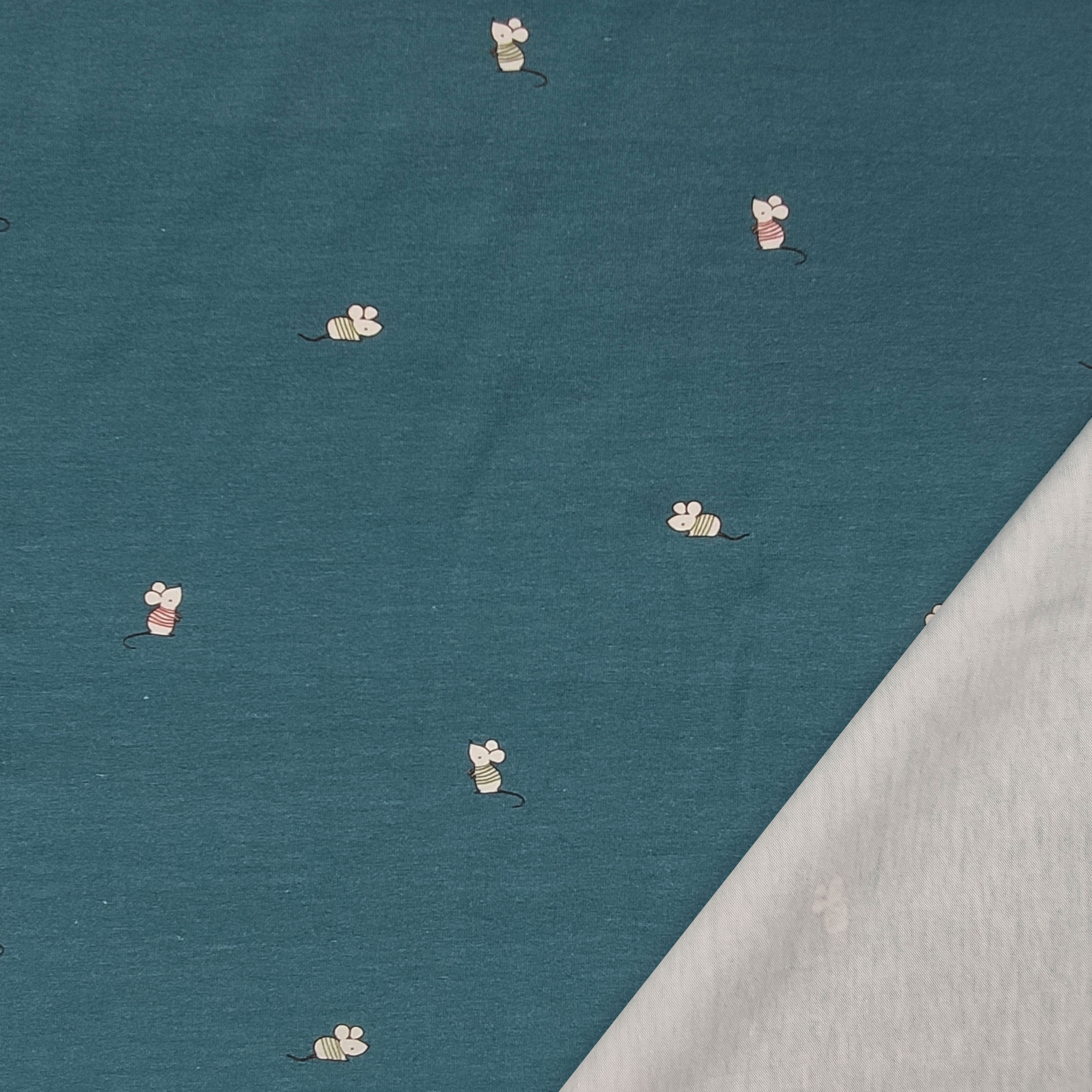 Jersey coton Fantasy Mickey Mouse Background Avio
