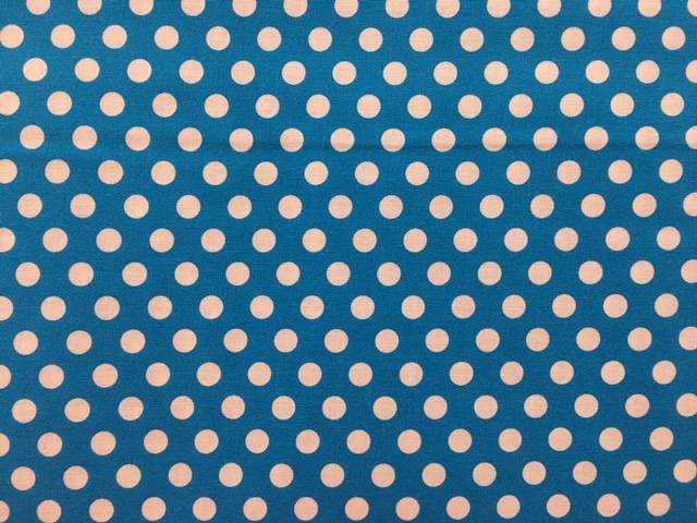 Tessuto Cotone Turchese a Pois Grandi Image