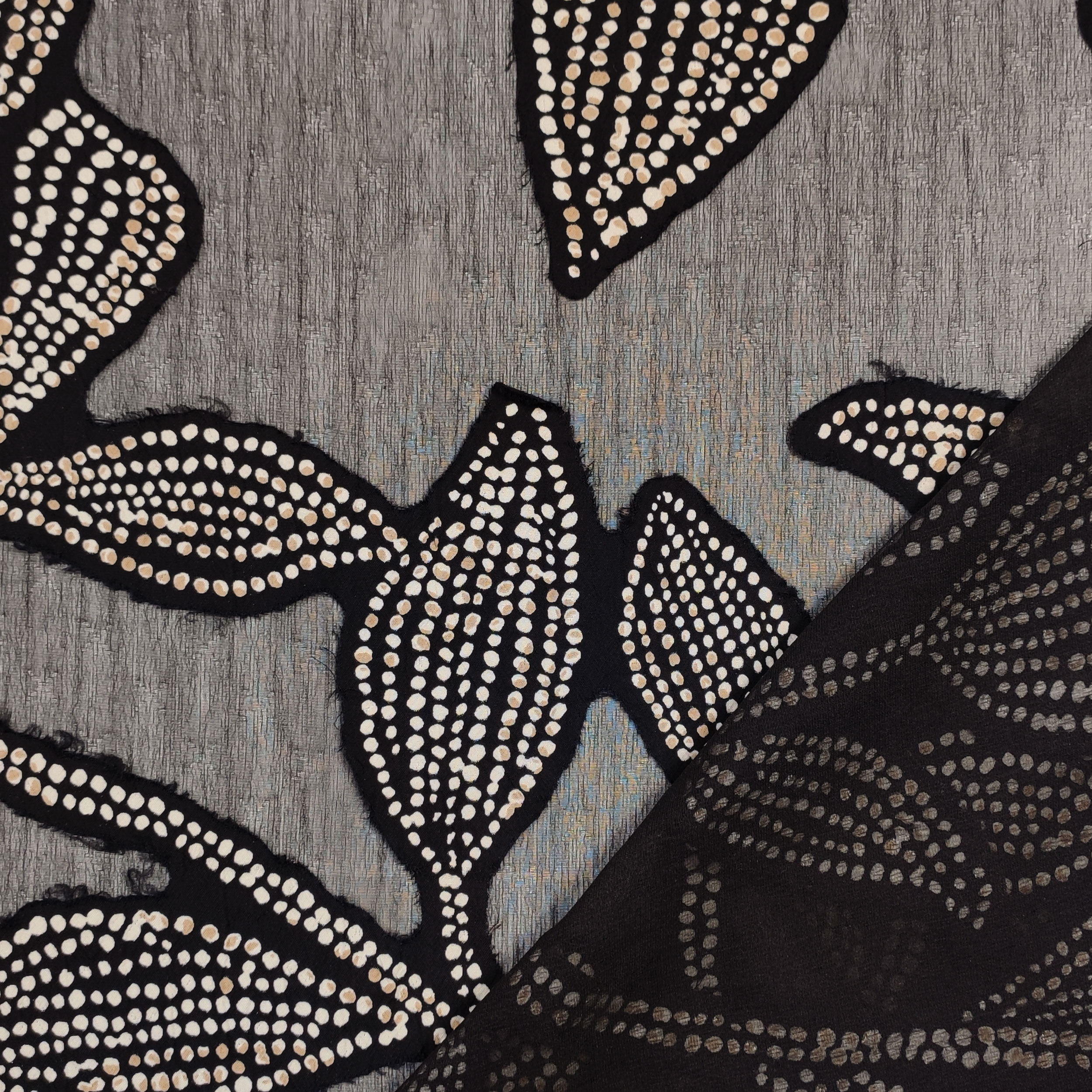 Voile Fantasy Leaves Devorè Beige