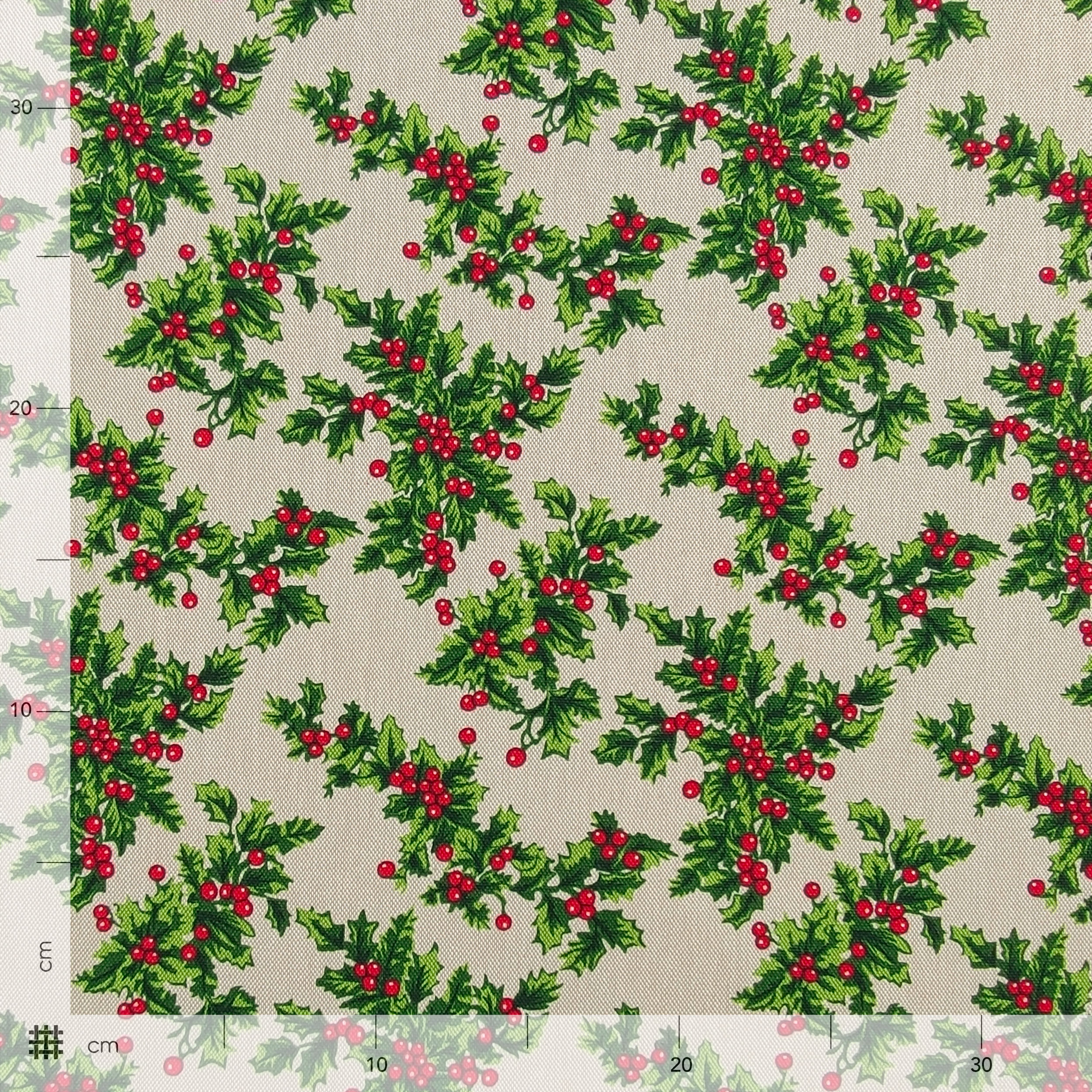 Mélange de coton de Noël Motif de l'arbre à houx H 280 cm