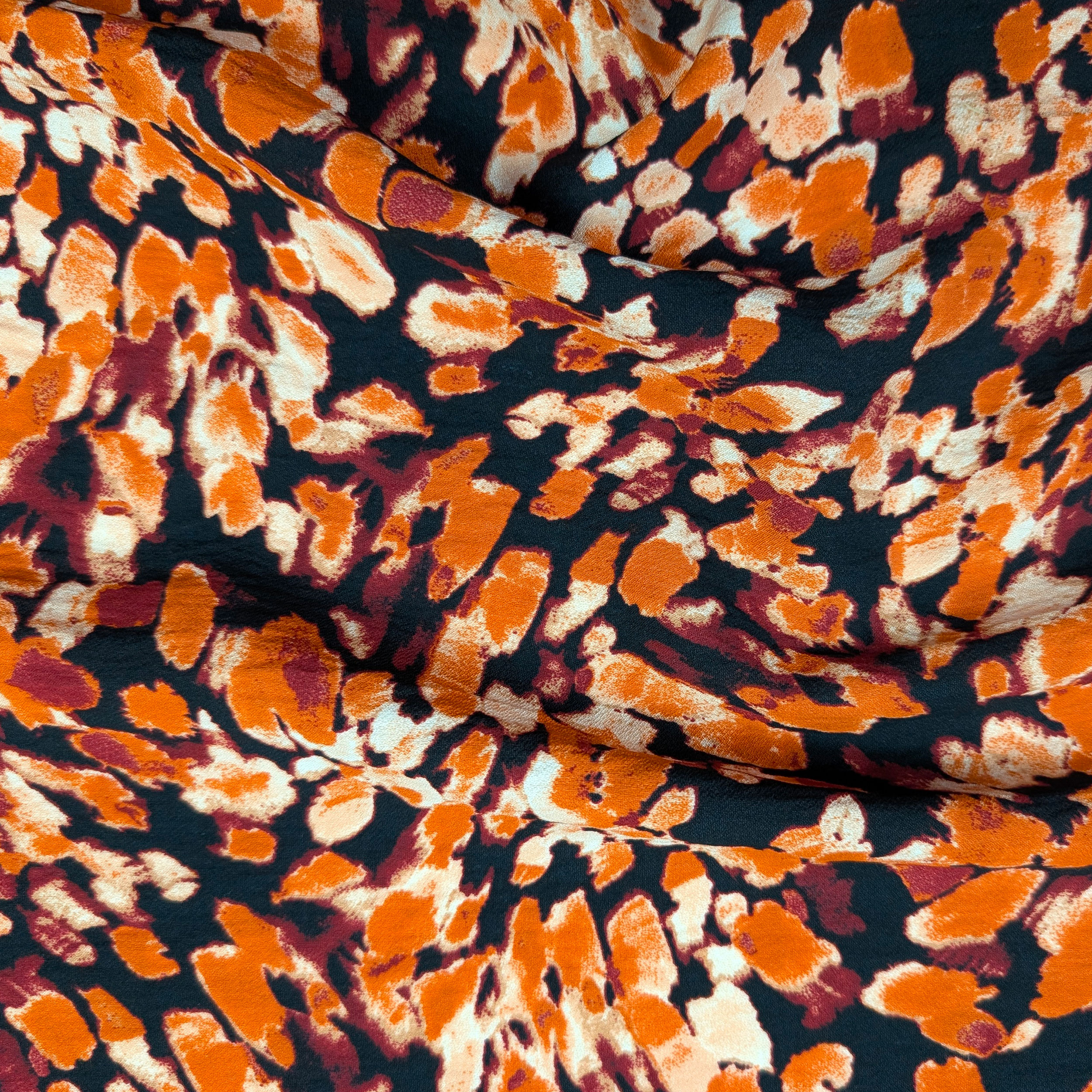 Viscose Hand Crepe Floral Abstract Brick Image