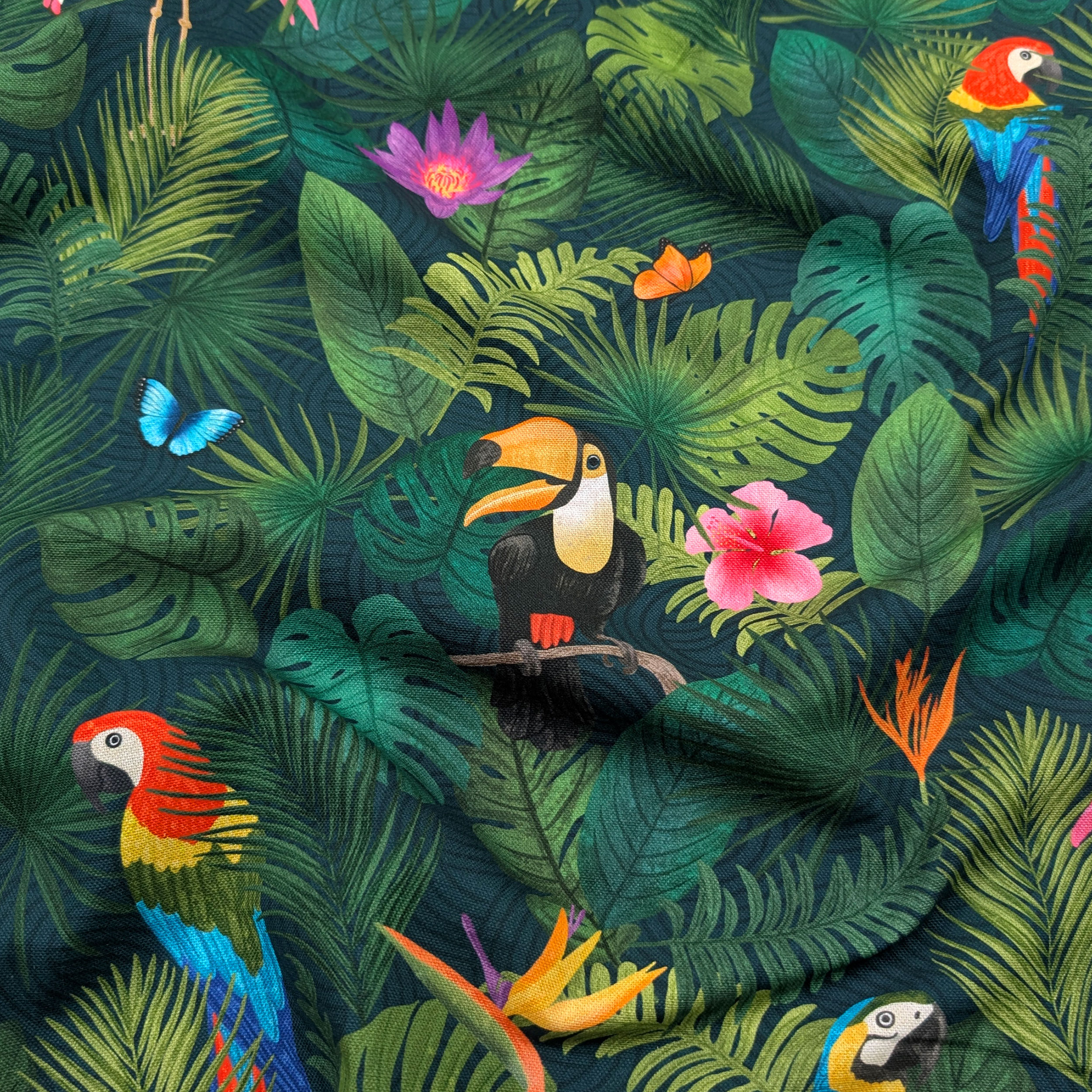 Tissu Panama découpé Oiseaux tropicaux 50x140 cm Image