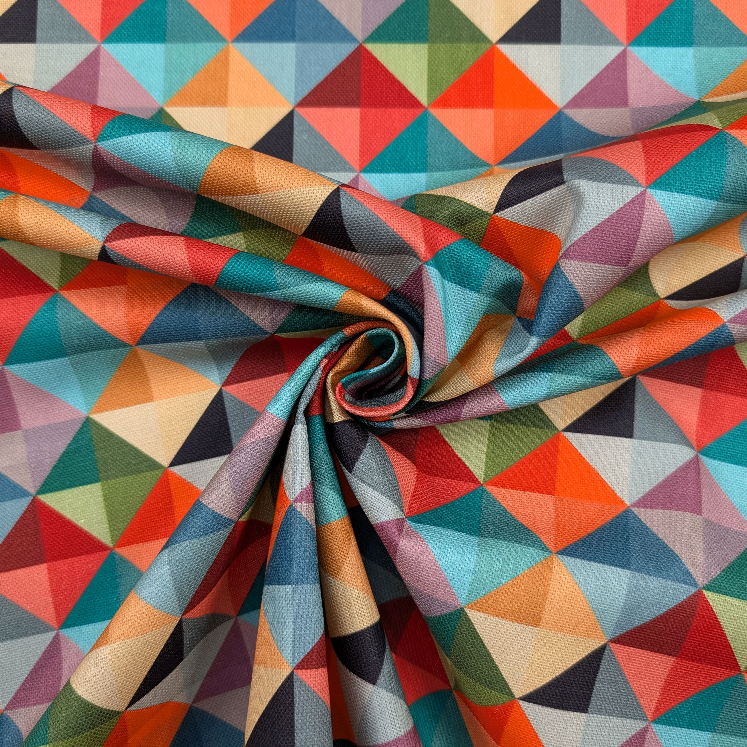 Panama Pure Cotton Geometry Multicolour Image