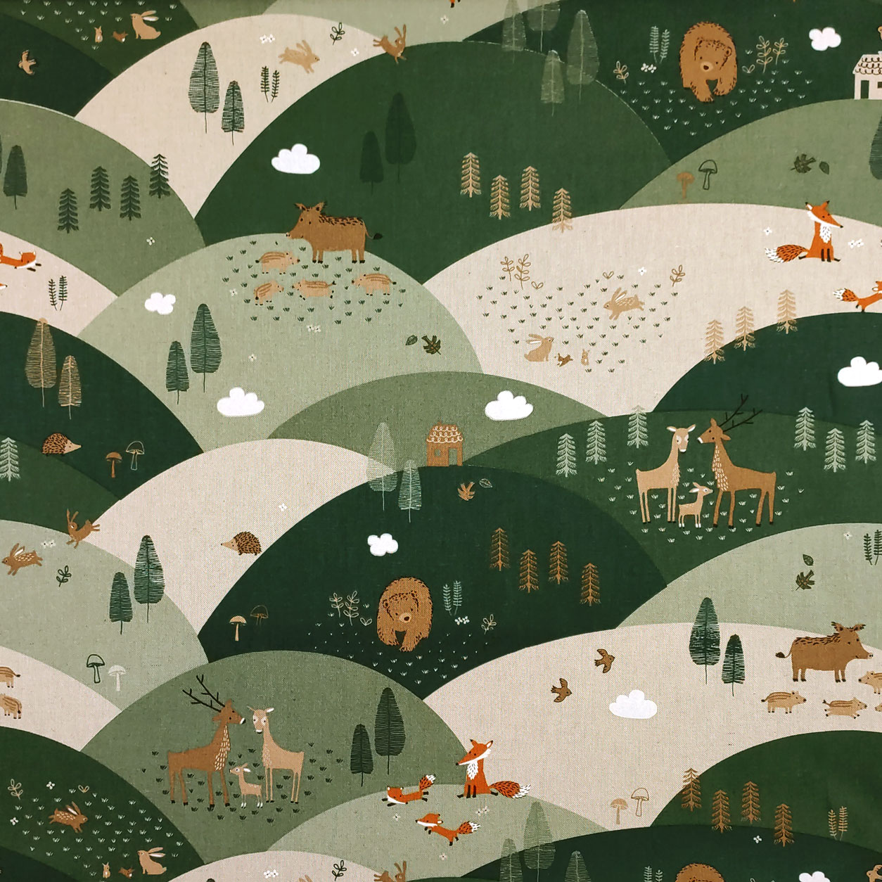 Tissu en coton mélangé découpé Animaux des bois 50x140 cm Image