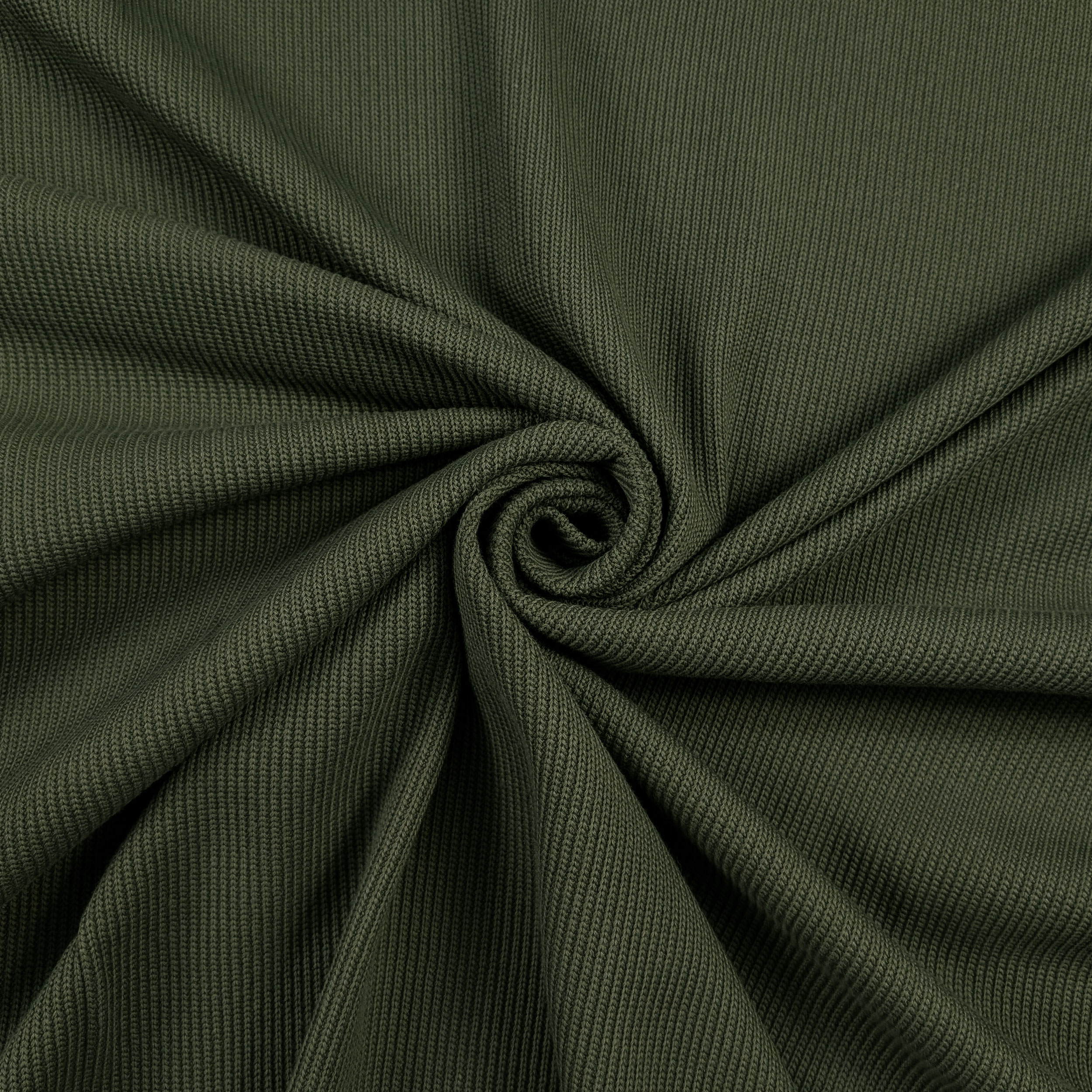 Military Green Ribbed Cotton Sweater Image