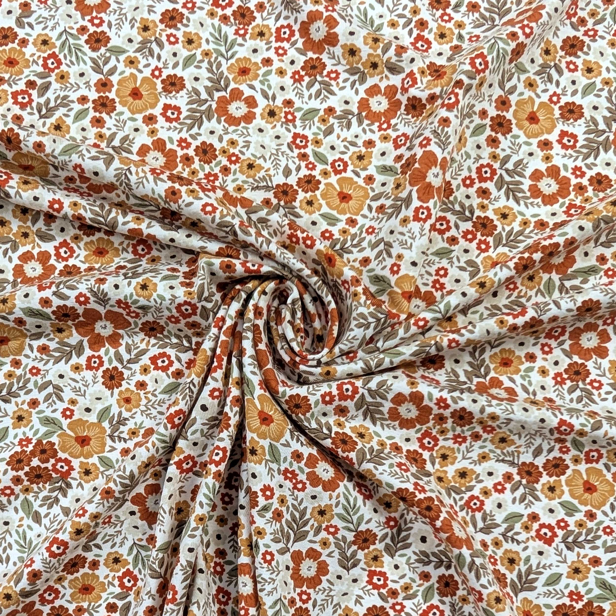 Jersey Cotton Orange Flowers Image