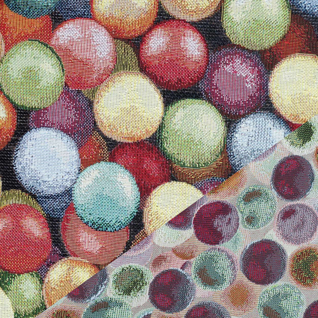 Tejido Jacquard Fantasía Burbujas de Colores