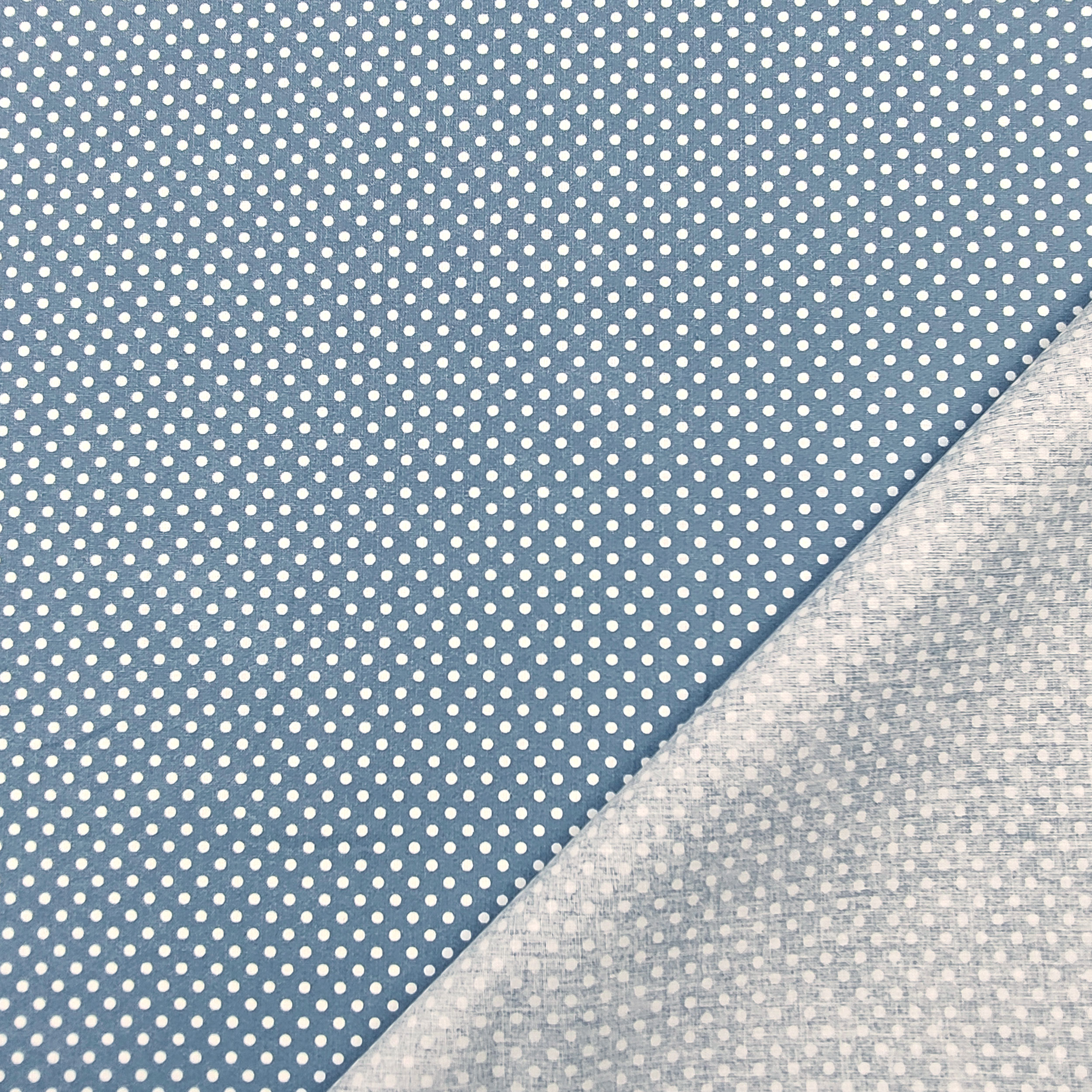 Baumwollstoff Avio Weiß Polka Dot