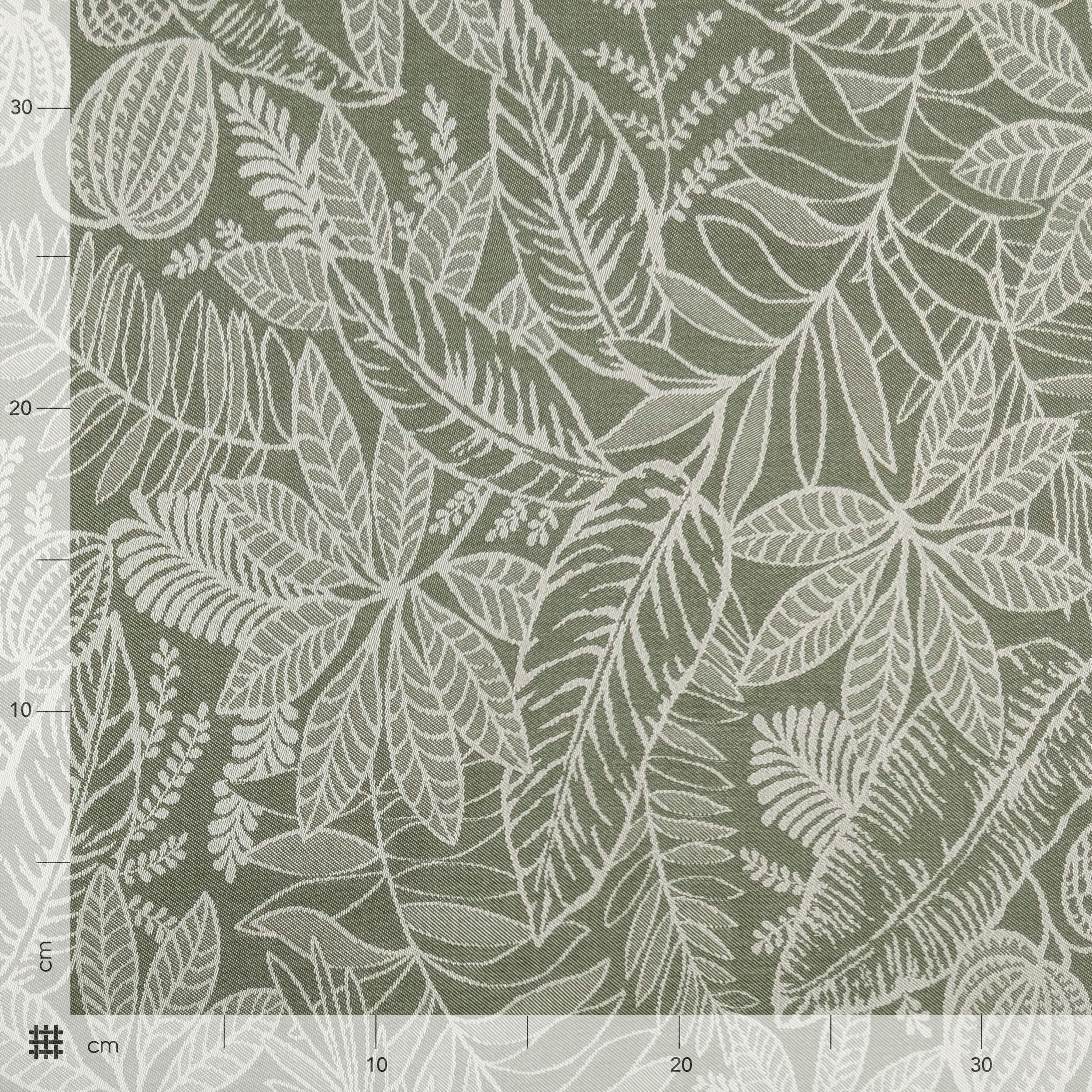Jacquard Feuilles Fond vert H 280 cm Image