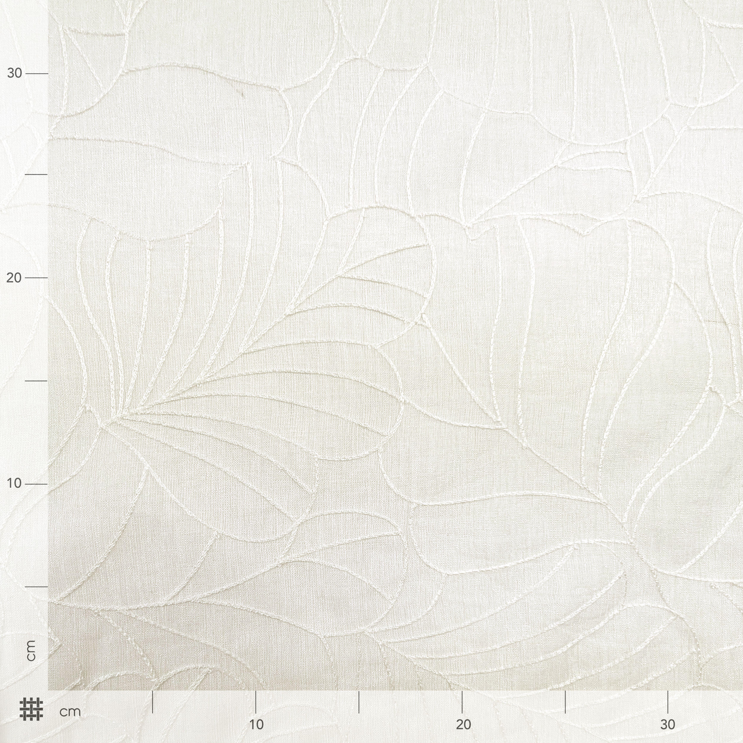 Abstract White Floral Curtain Fabric Image