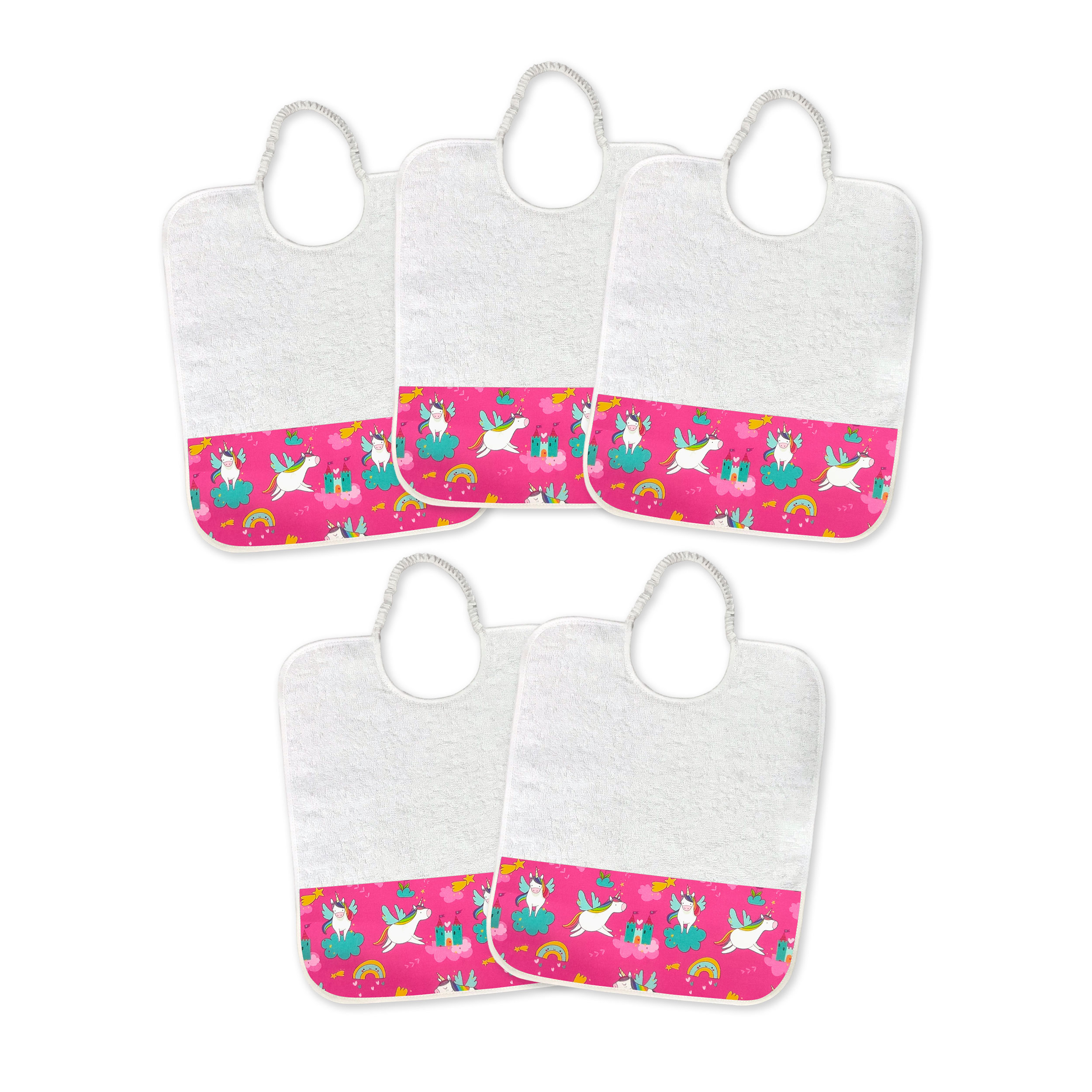 Set 5 Lätzchen Einhörner und Schlösser