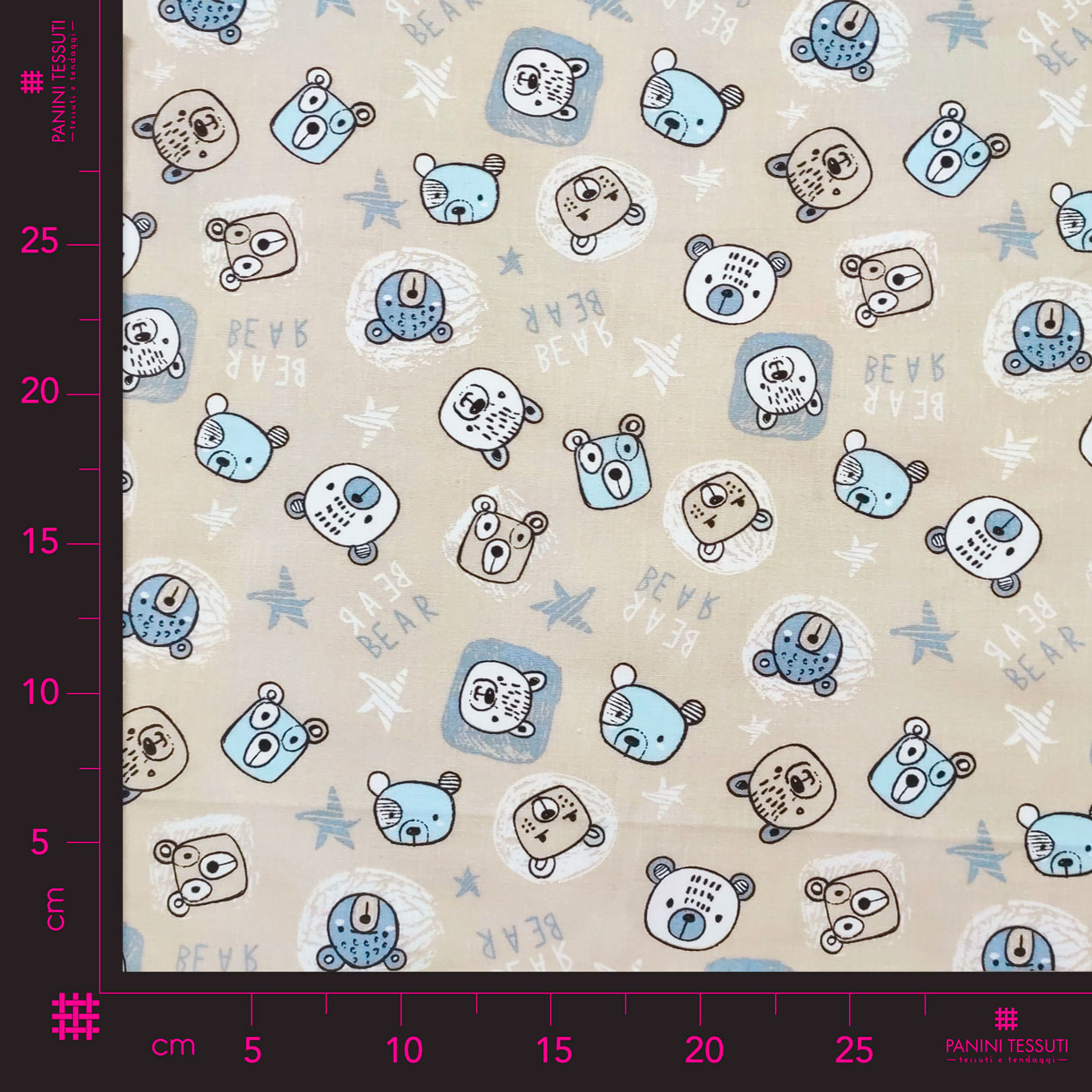 stoffa-cotone-teddy-bear-azzurro-beige