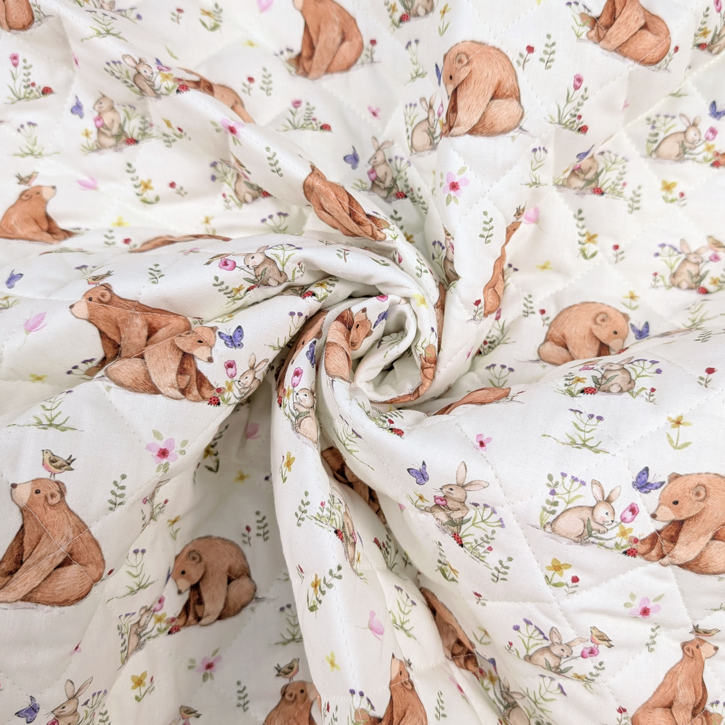 Quilted Fabric Bears and Rabbits Image