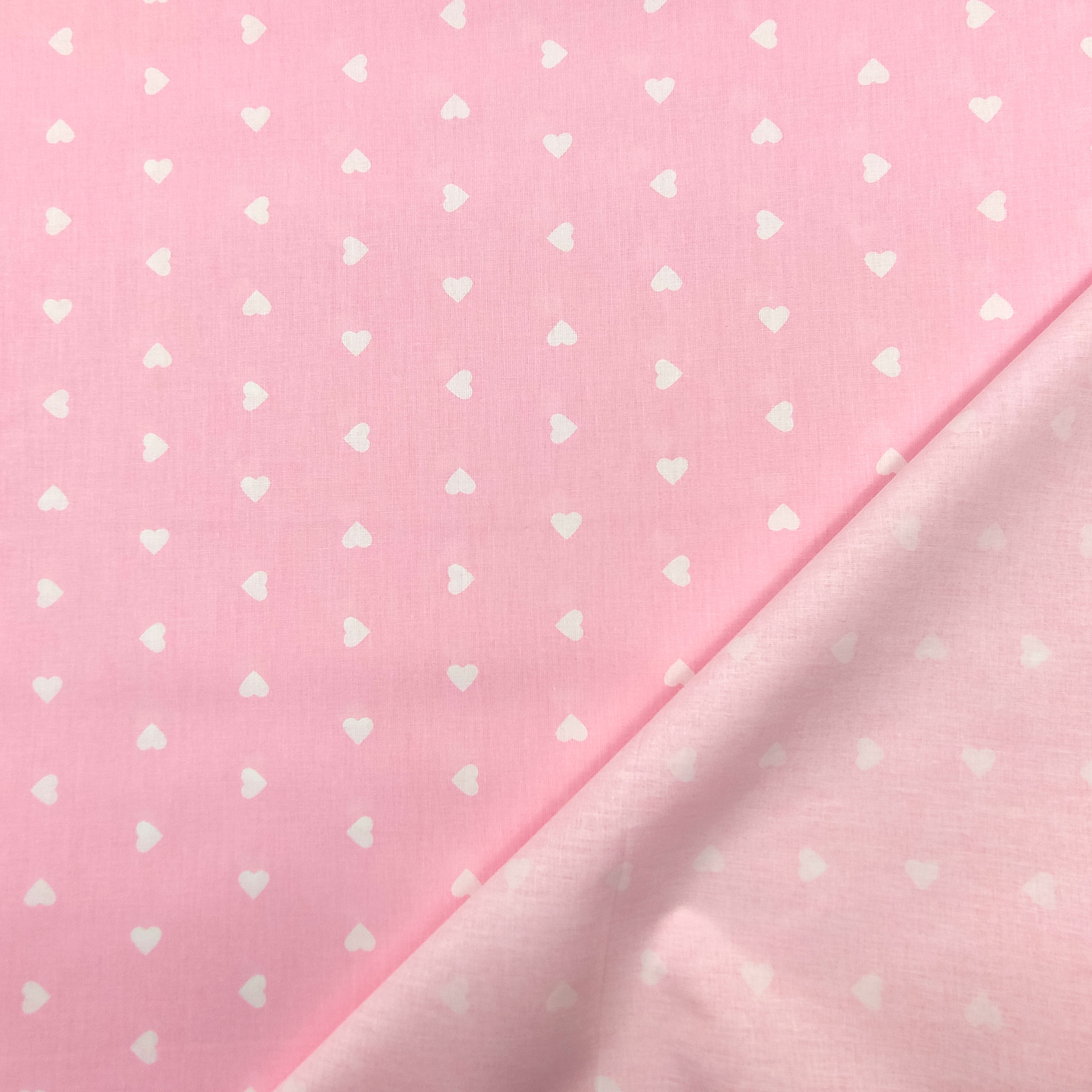 Printed Cotton with White Hearts - Colored Background  Image