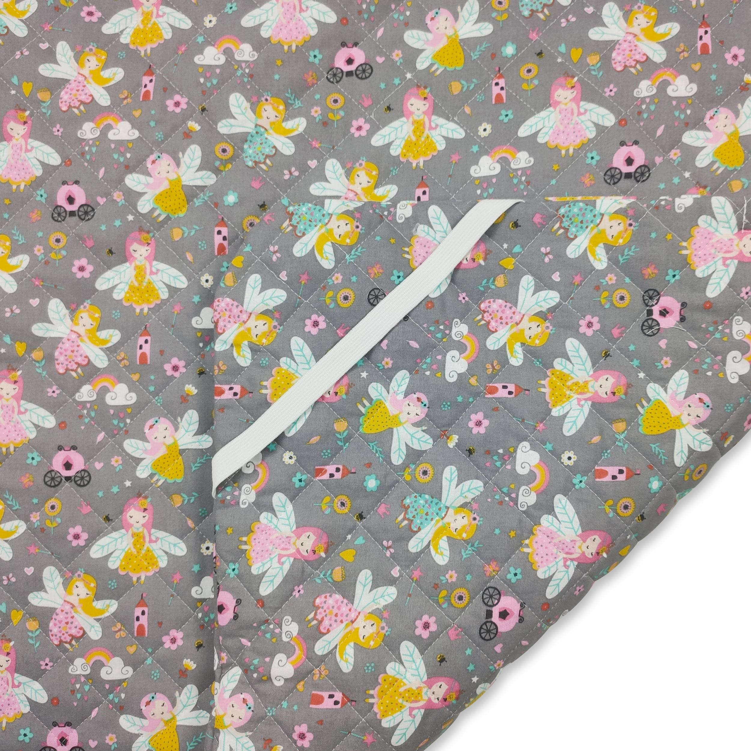 Sac de couchage pour fée Arc-en-ciel et fleurs gris