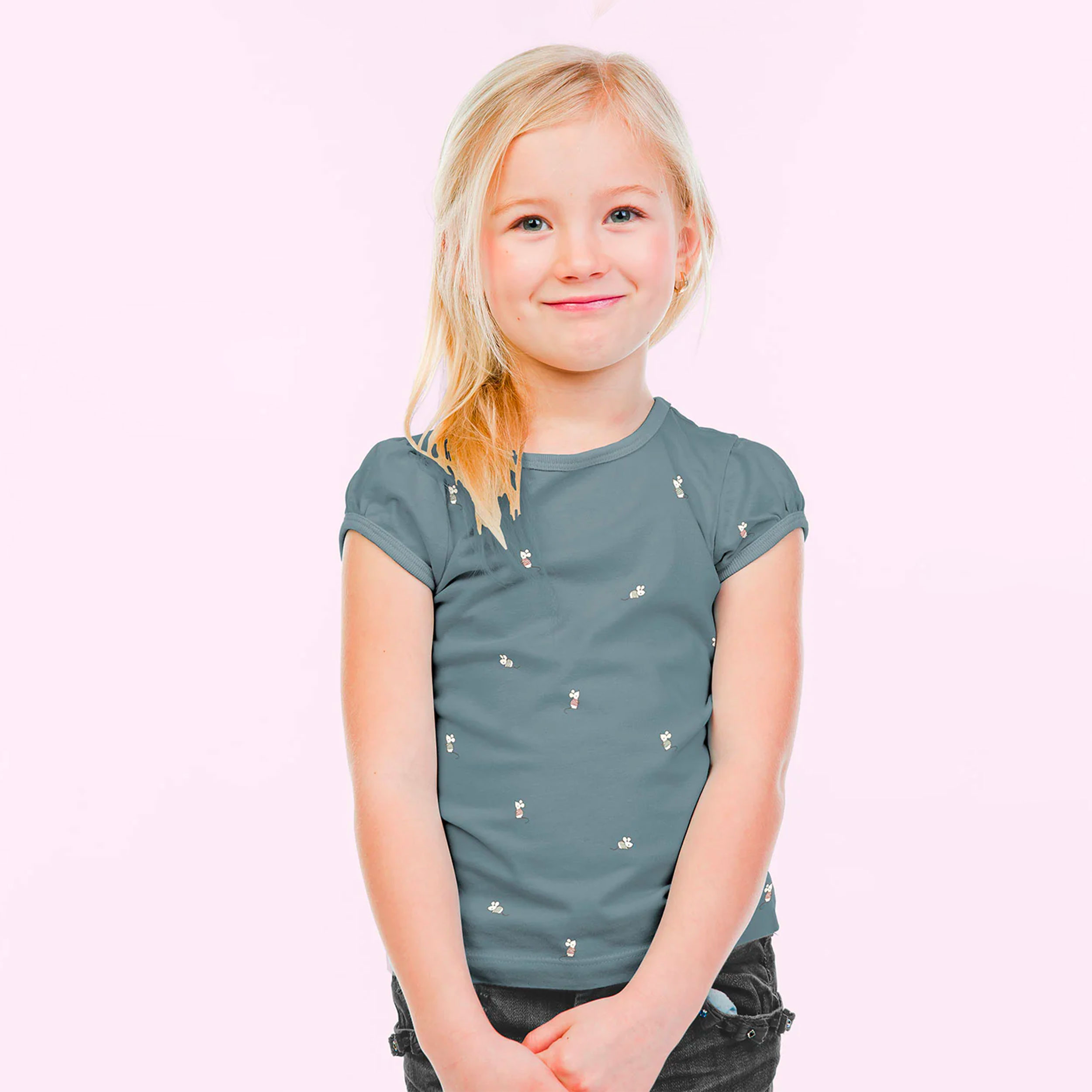 Jersey coton Fantasy Mickey Mouse Background Avio