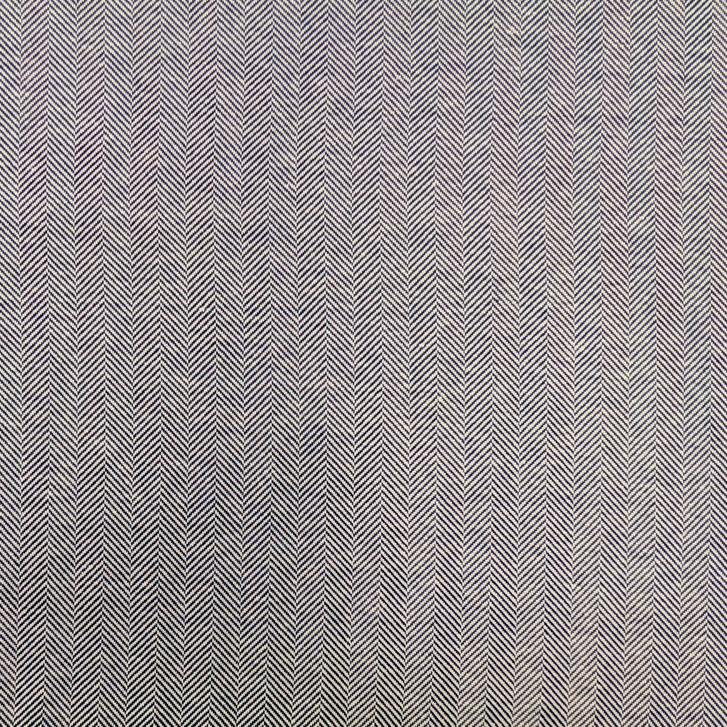 Dark Blue and Cream Herringbone Cotton Image