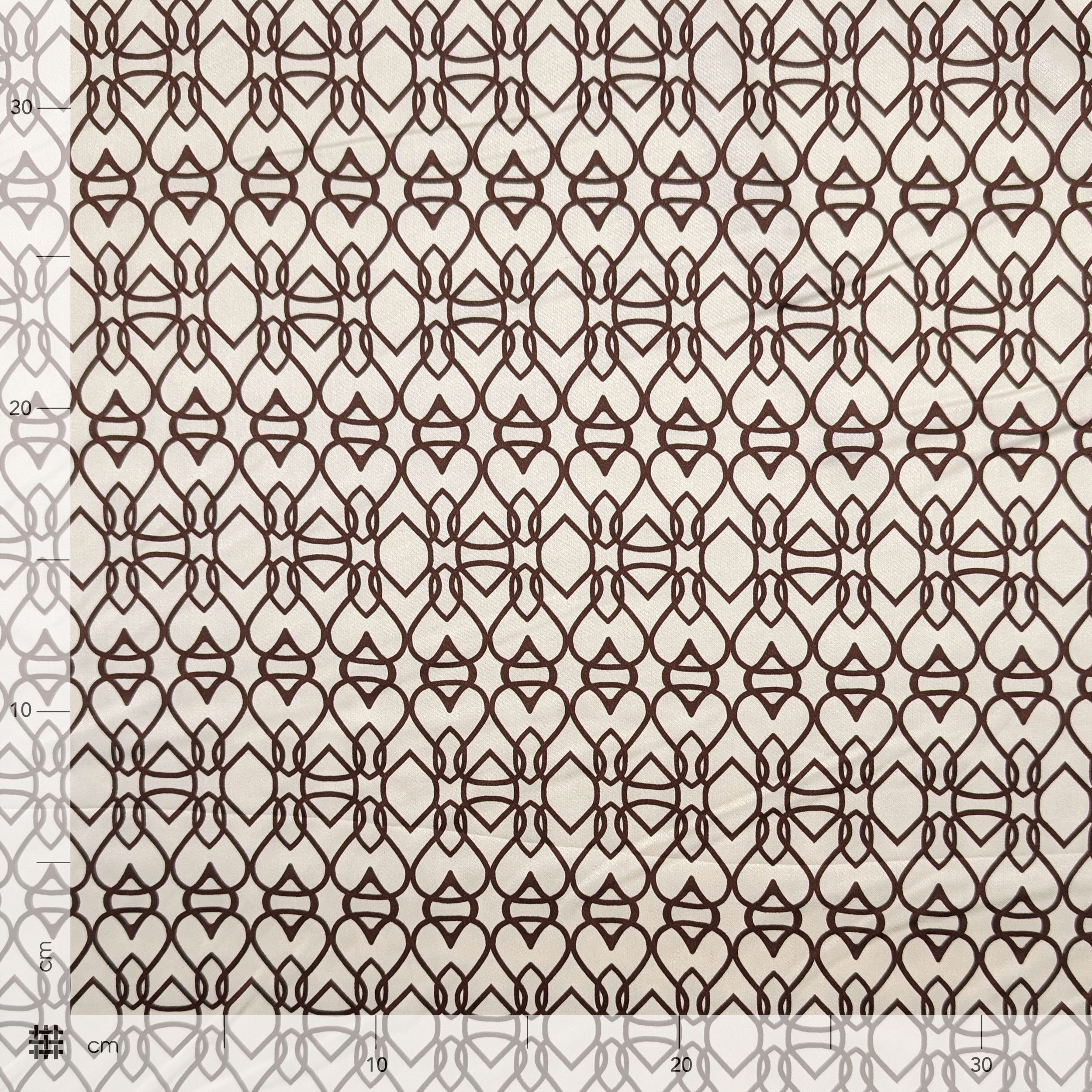 Abstract Brown Geometric Patterned Satin Image