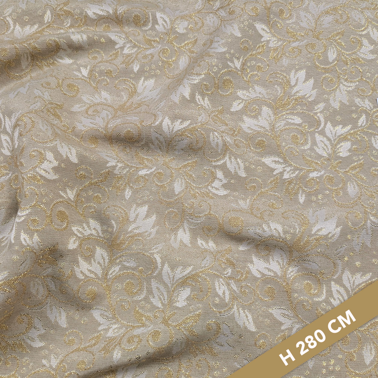 Jacquard Damask Beige Gold Lurex H 280 cm Image