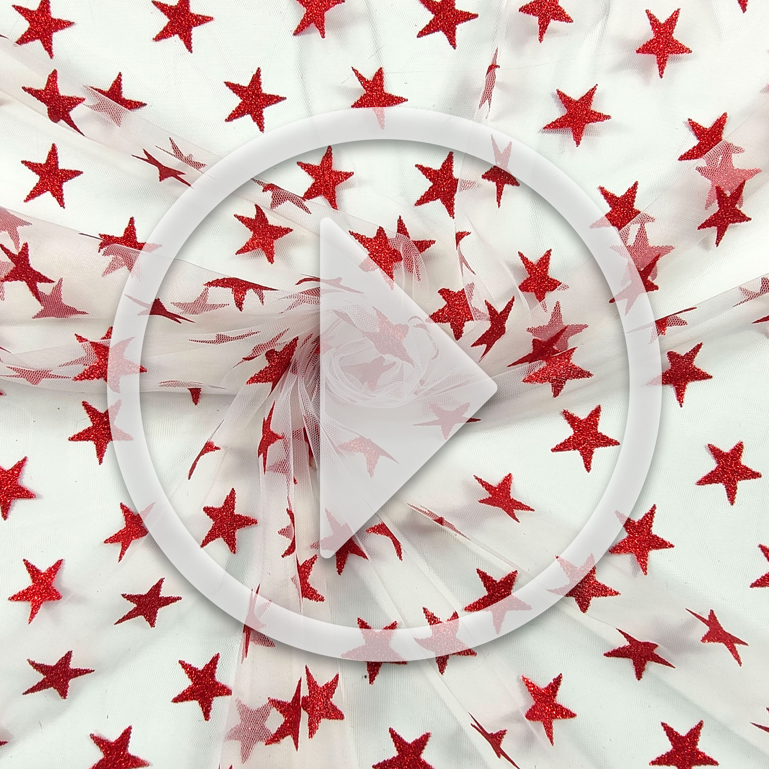 Tulle Stars Lurex Red Image