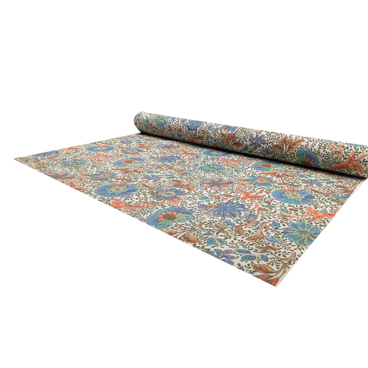 Panama Mixed Linen Blue Flowers H 280 cm Image