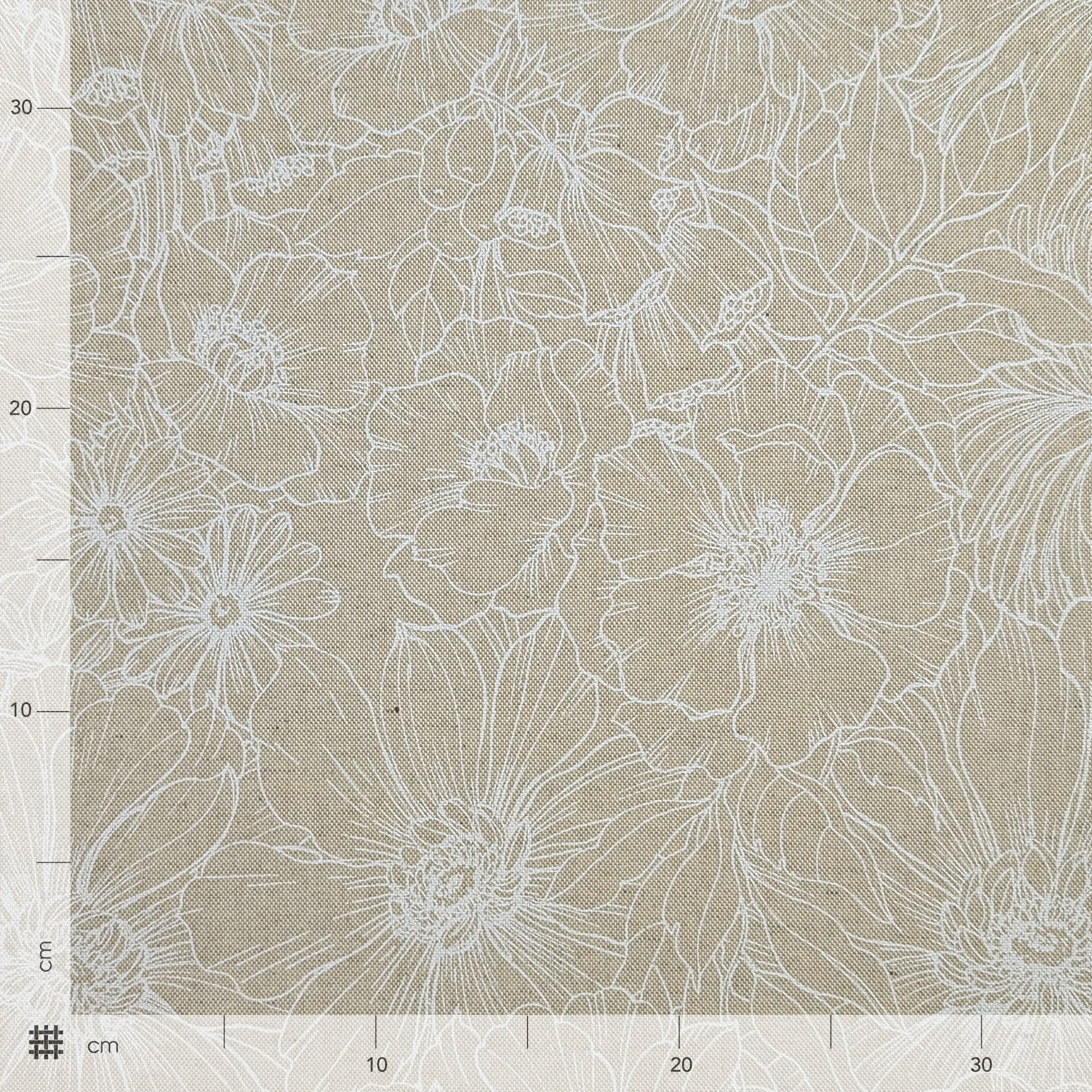 Fabric for Resin Tablecloth Modern White Flowers Image