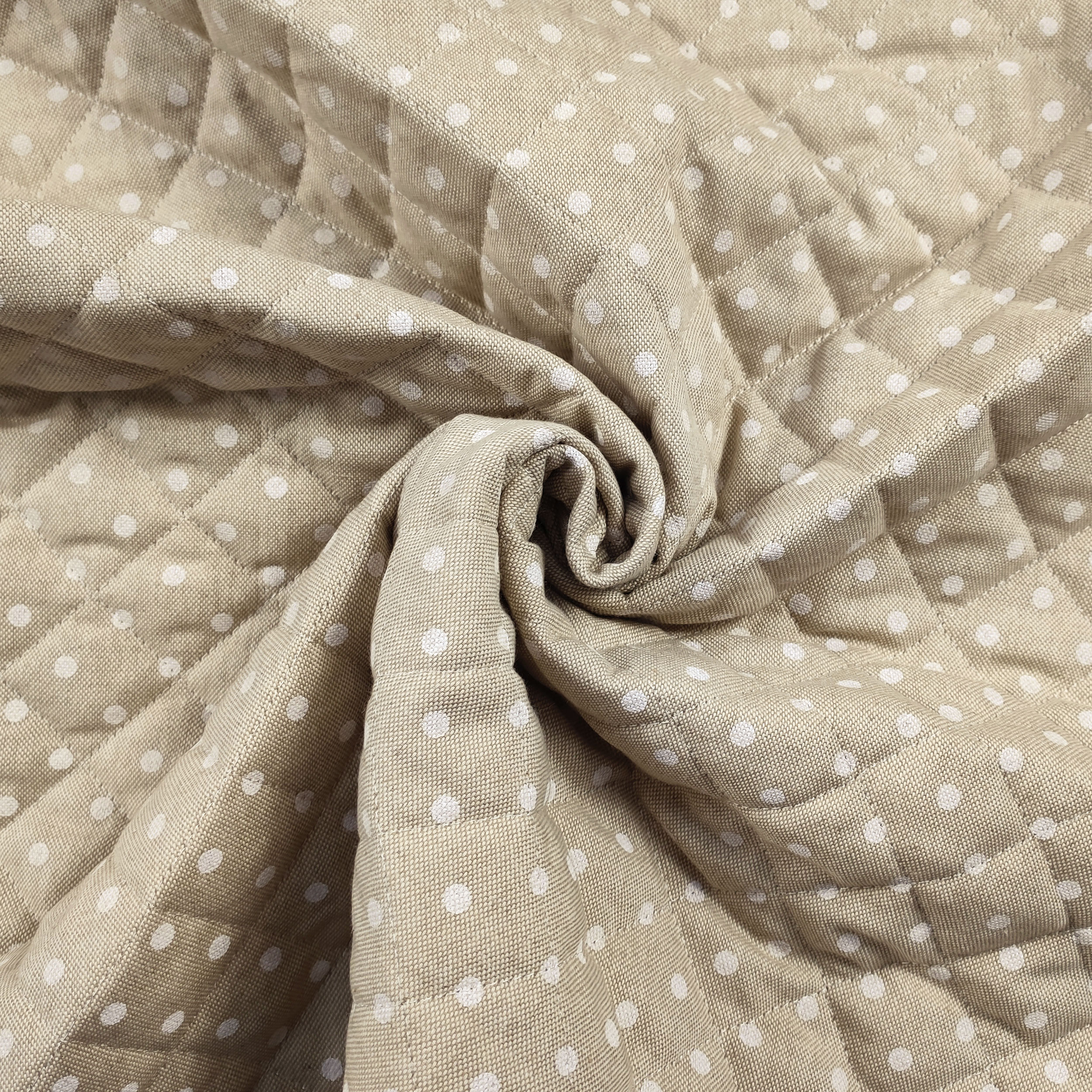 White Polka Dot Quilted Fabric