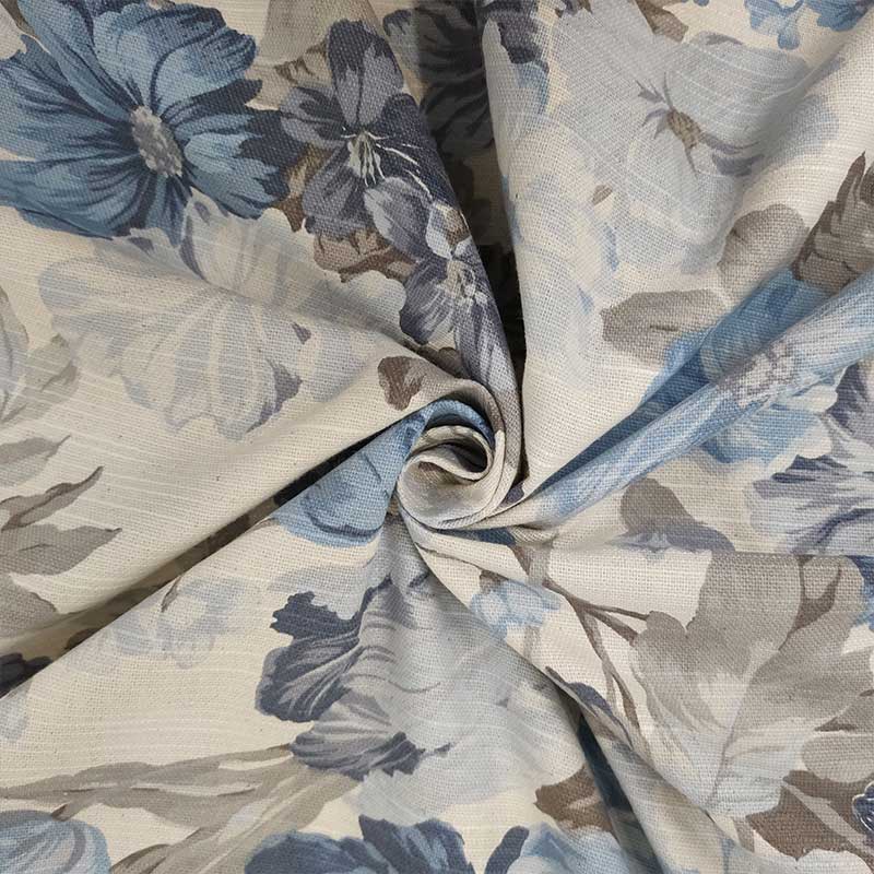 Tissu en coton mélangé Grande fleur bleue Image