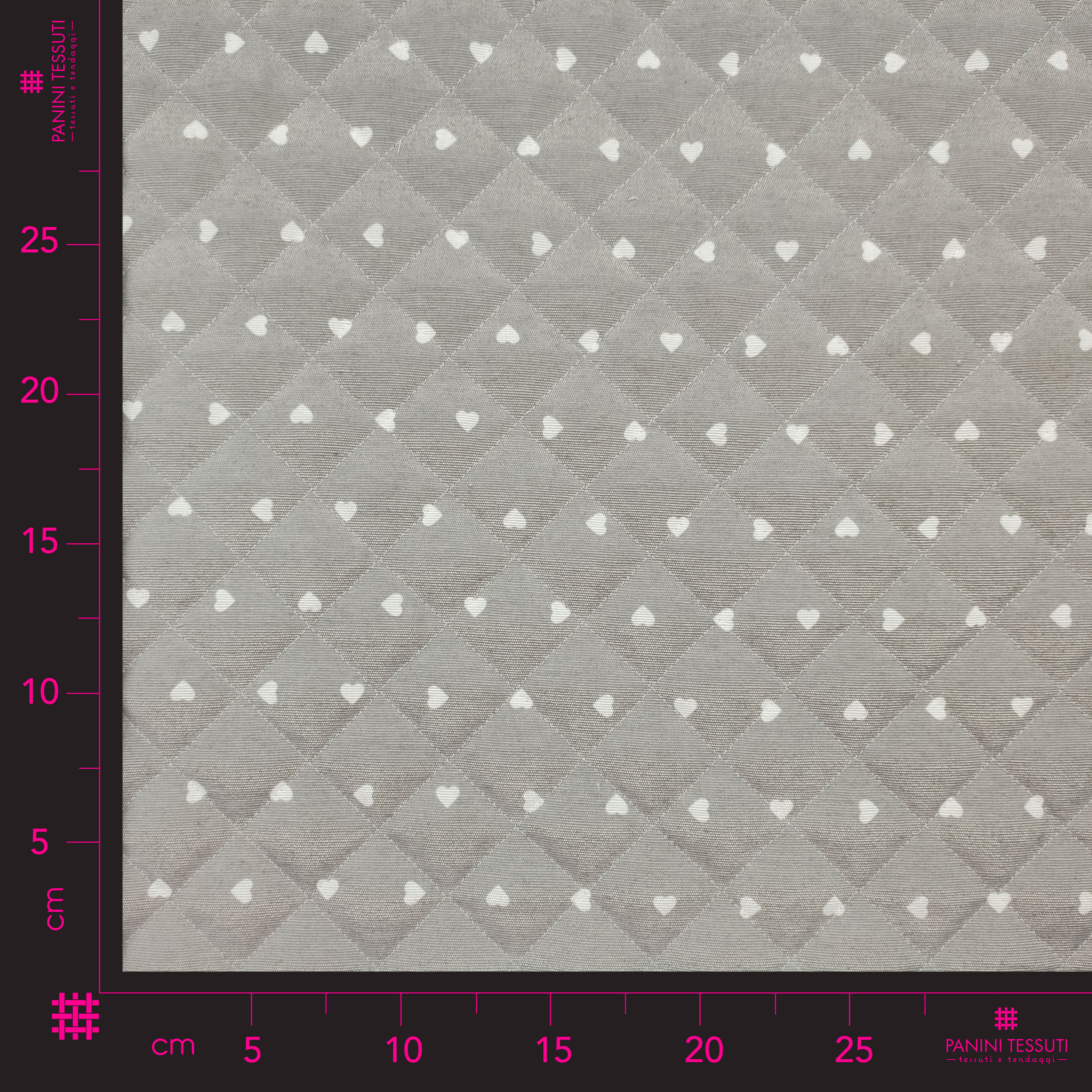 Quilted Cotton Mini White Hearts - Grey Image