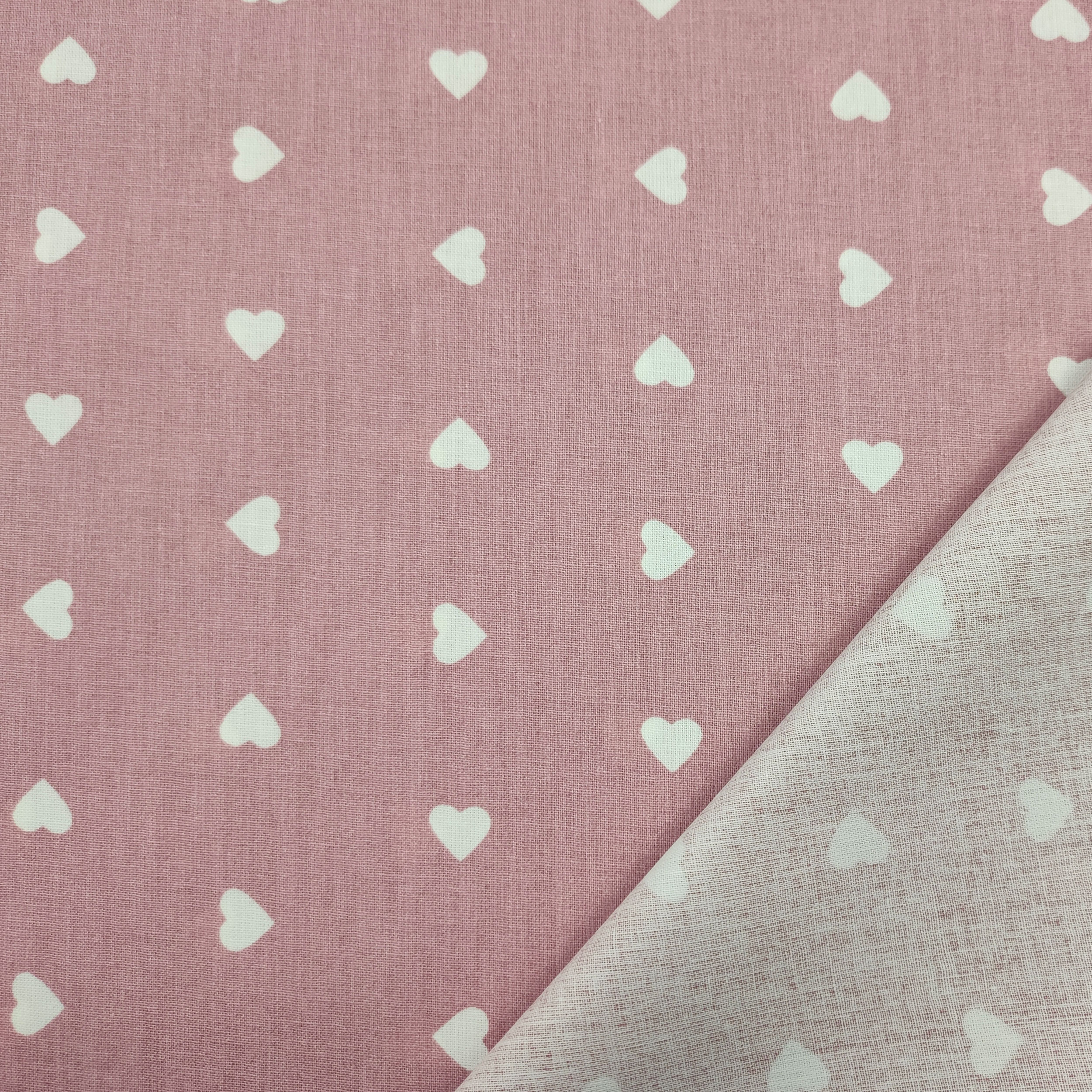 Printed Cotton with White Hearts - Colored Background  Image