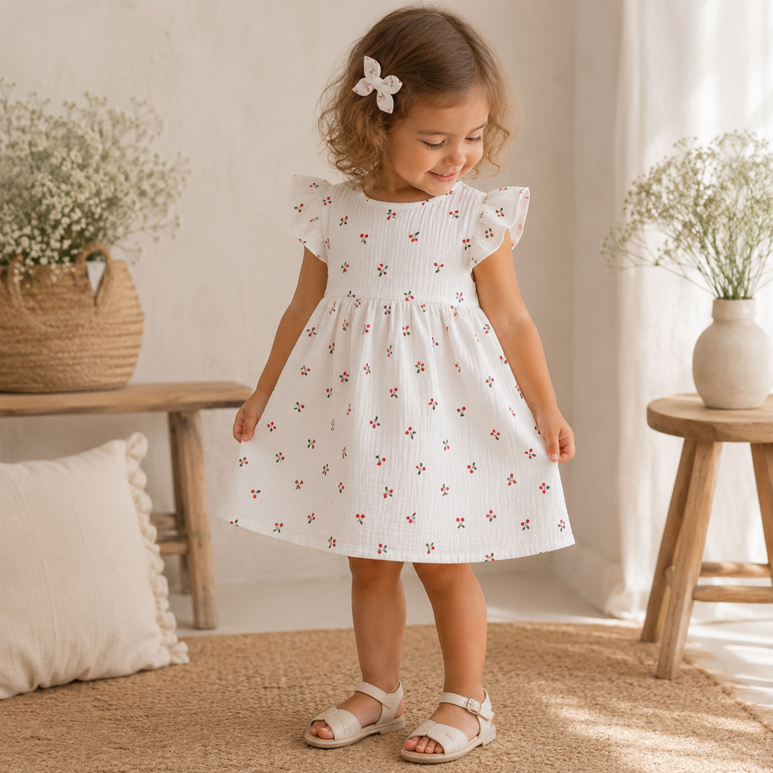 Double Gauze Cotton Muslin Cherries Image