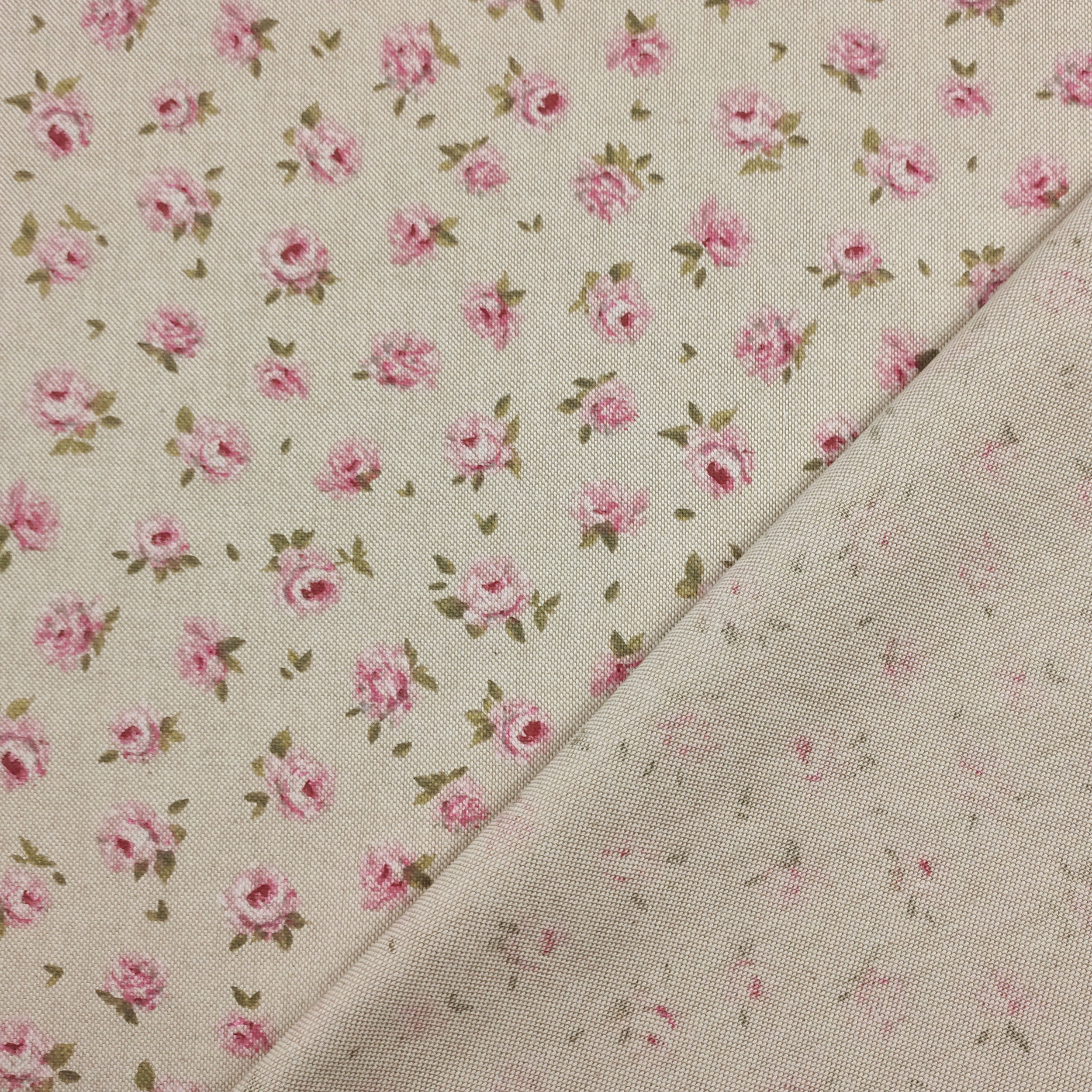 Tejido de Panamá Roselline Fondo Beige