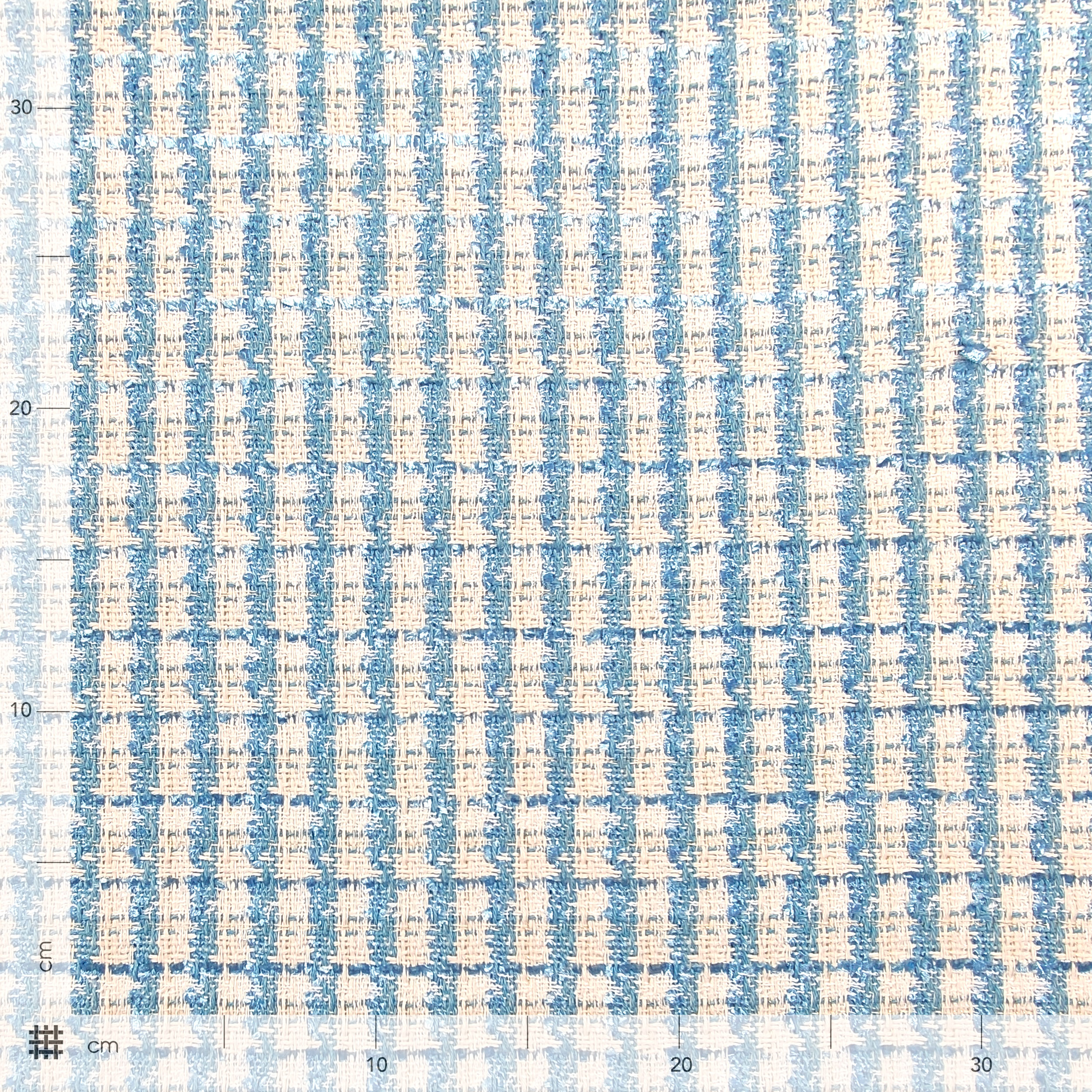 Tweed High Fashion Light Blue White Lurex