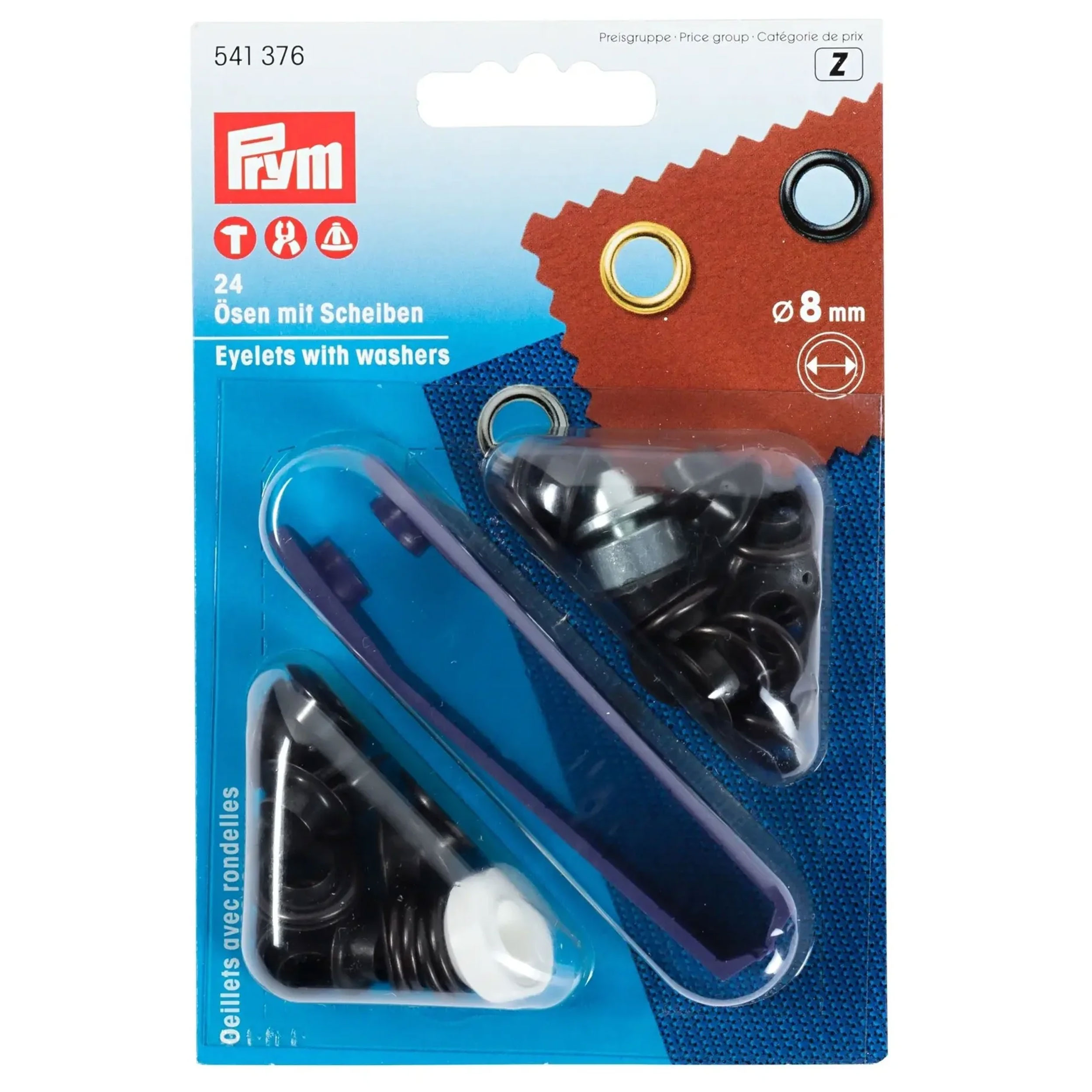 Ösen mit Unterlegscheiben Prym Schwarz 8 mm
