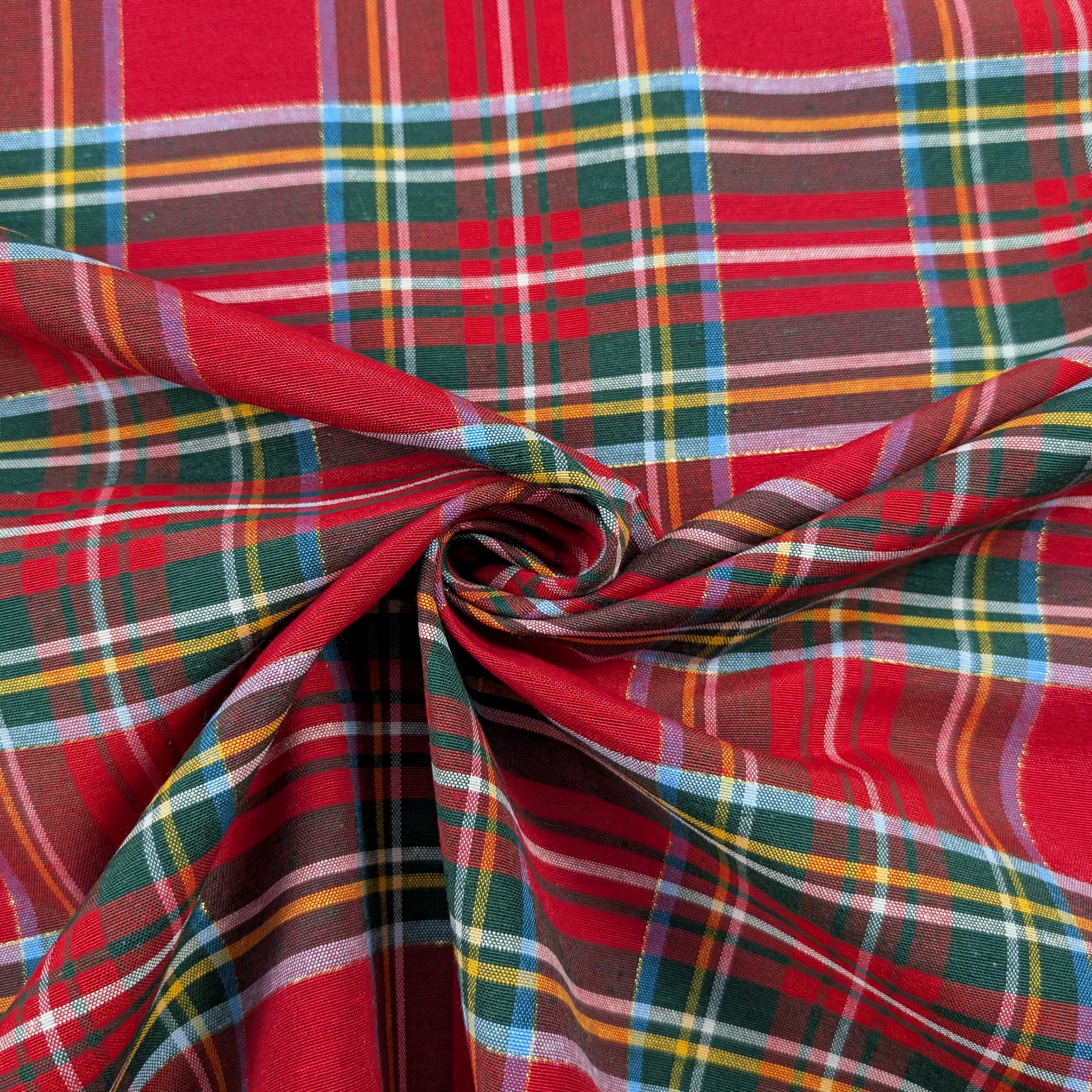 Large Lurex Red Scottish Furnishing Fabric Image